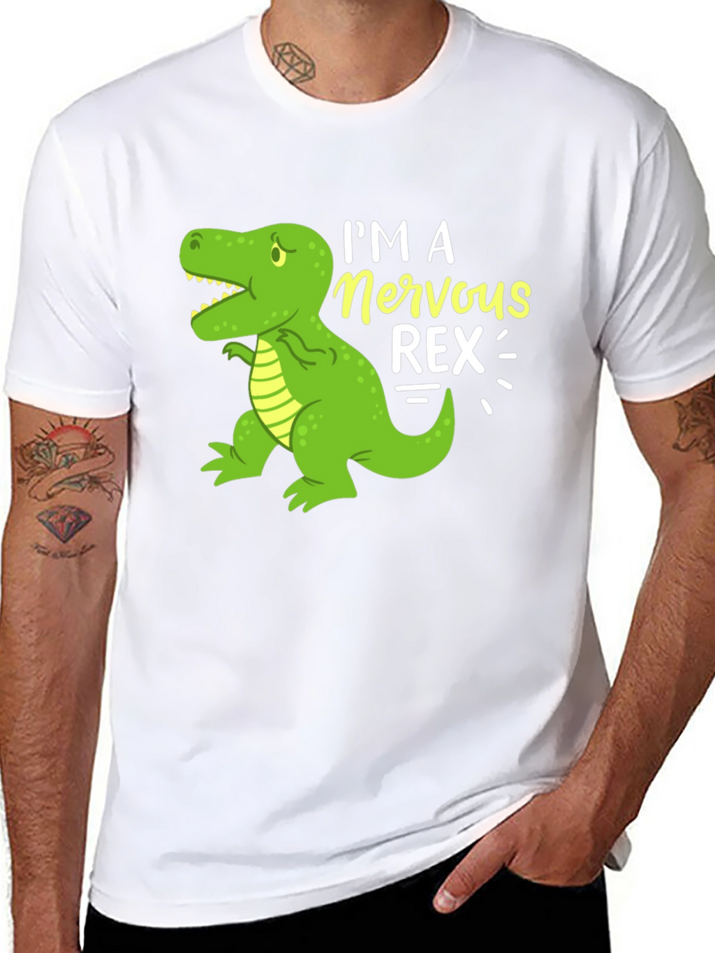 Nervous Rex T-Shirt - Funny Dinosaur Graphic Tee