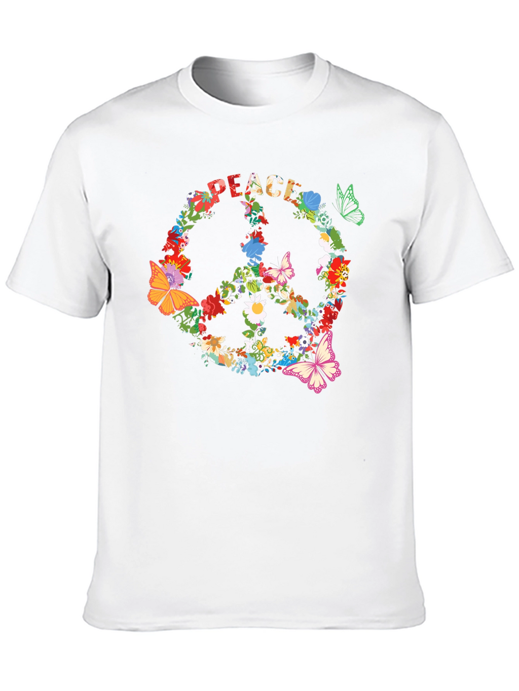 Peace Sign Floral Butterfly T-Shirt
