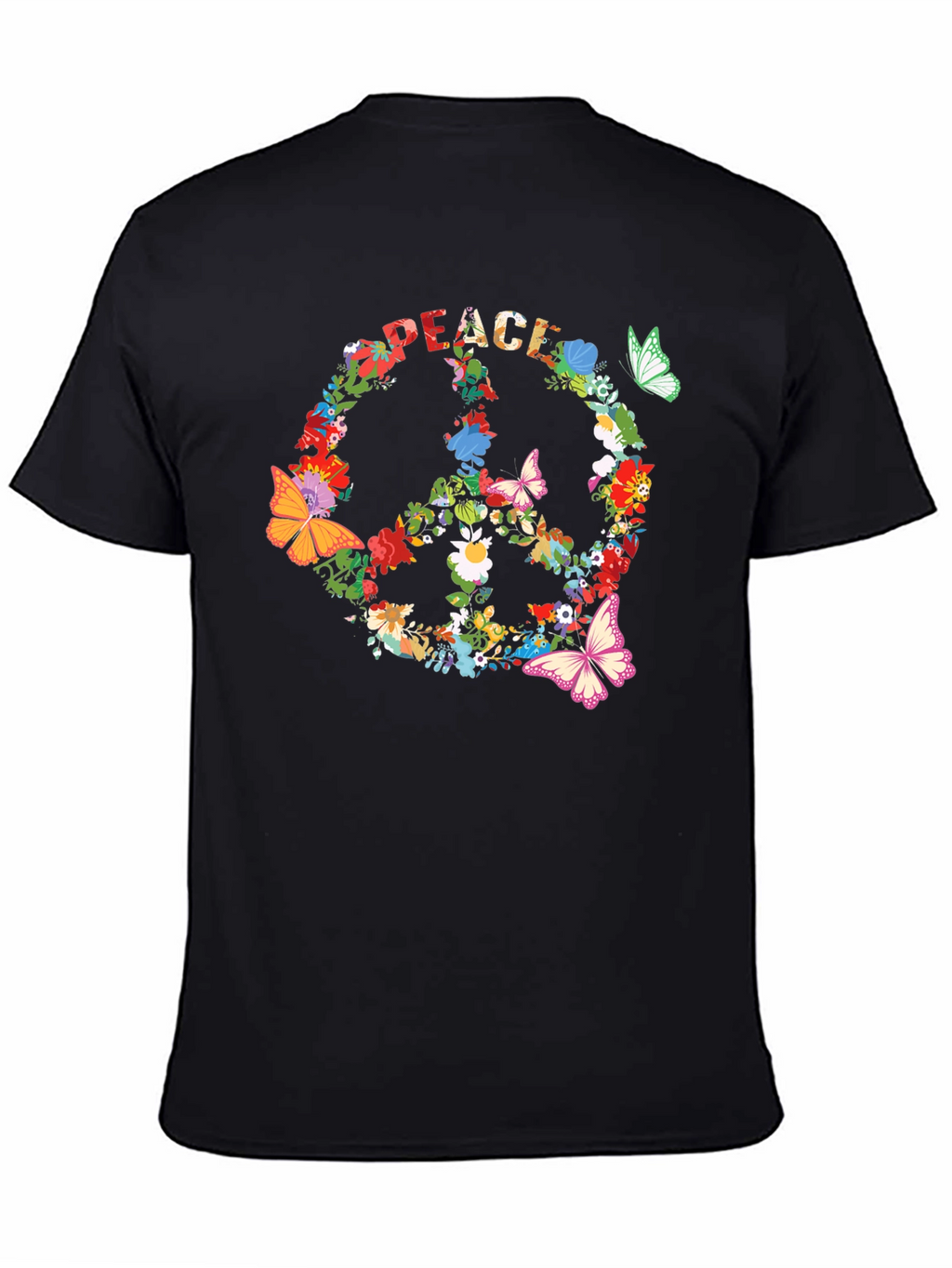 Peace Sign Floral Butterfly T-Shirt