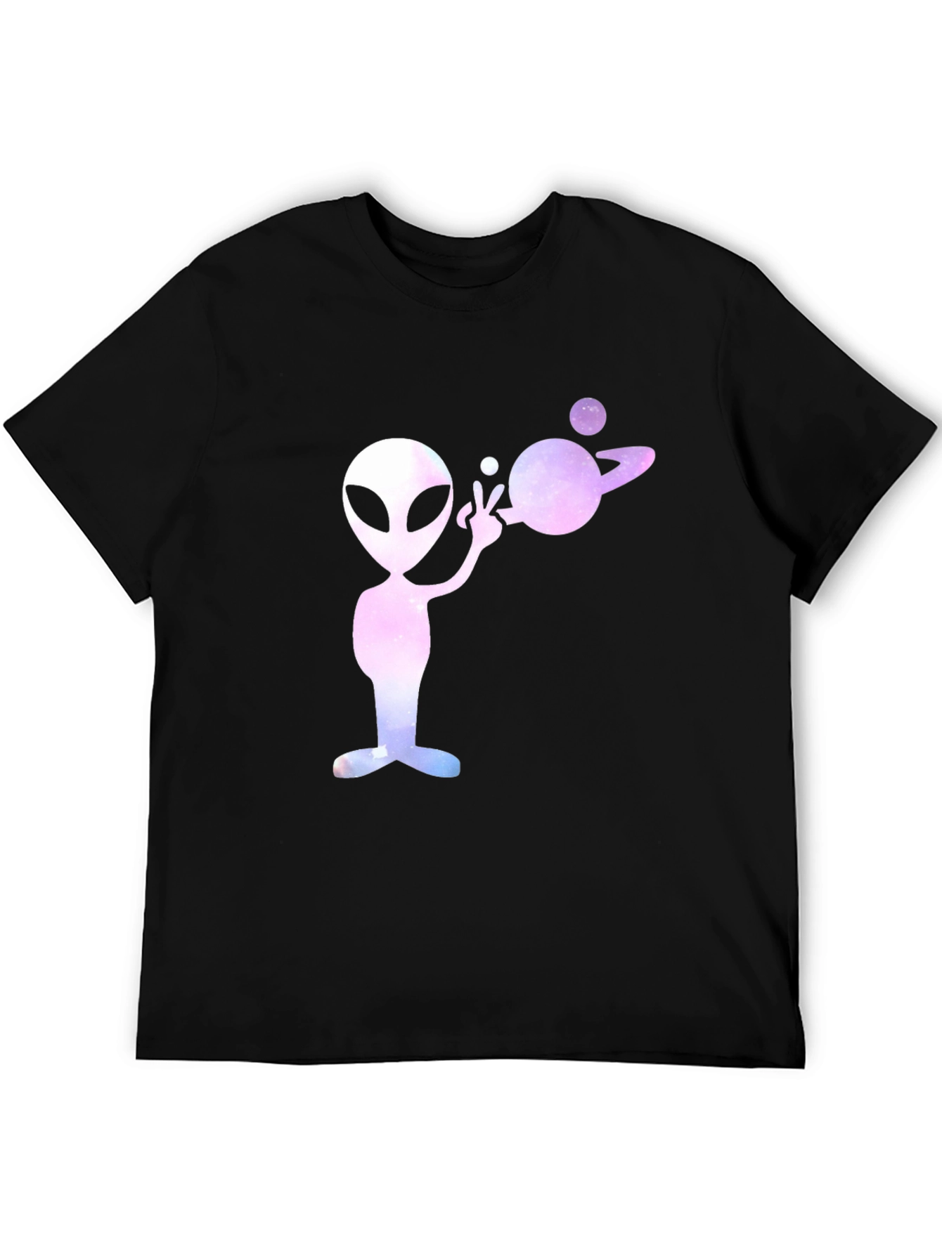 Alien Planet Graphic Tee - Black Cotton T-Shirt