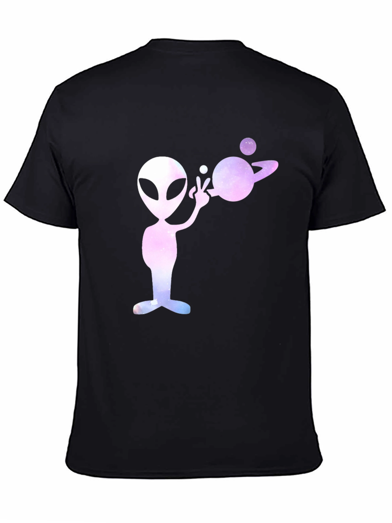 Alien Planet Graphic Tee - Black Cotton T-Shirt