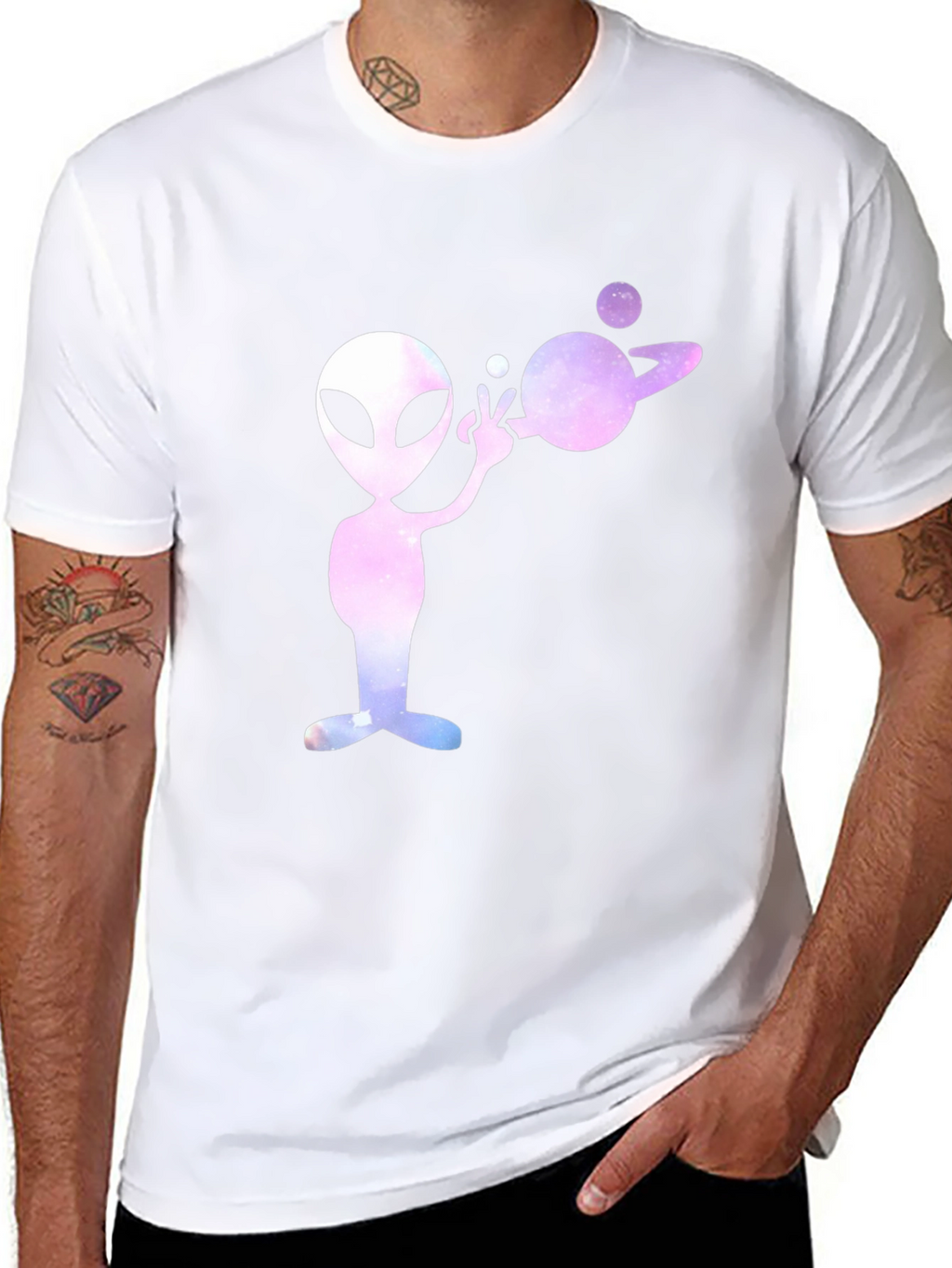 Alien Planet Graphic Tee - Black Cotton T-Shirt