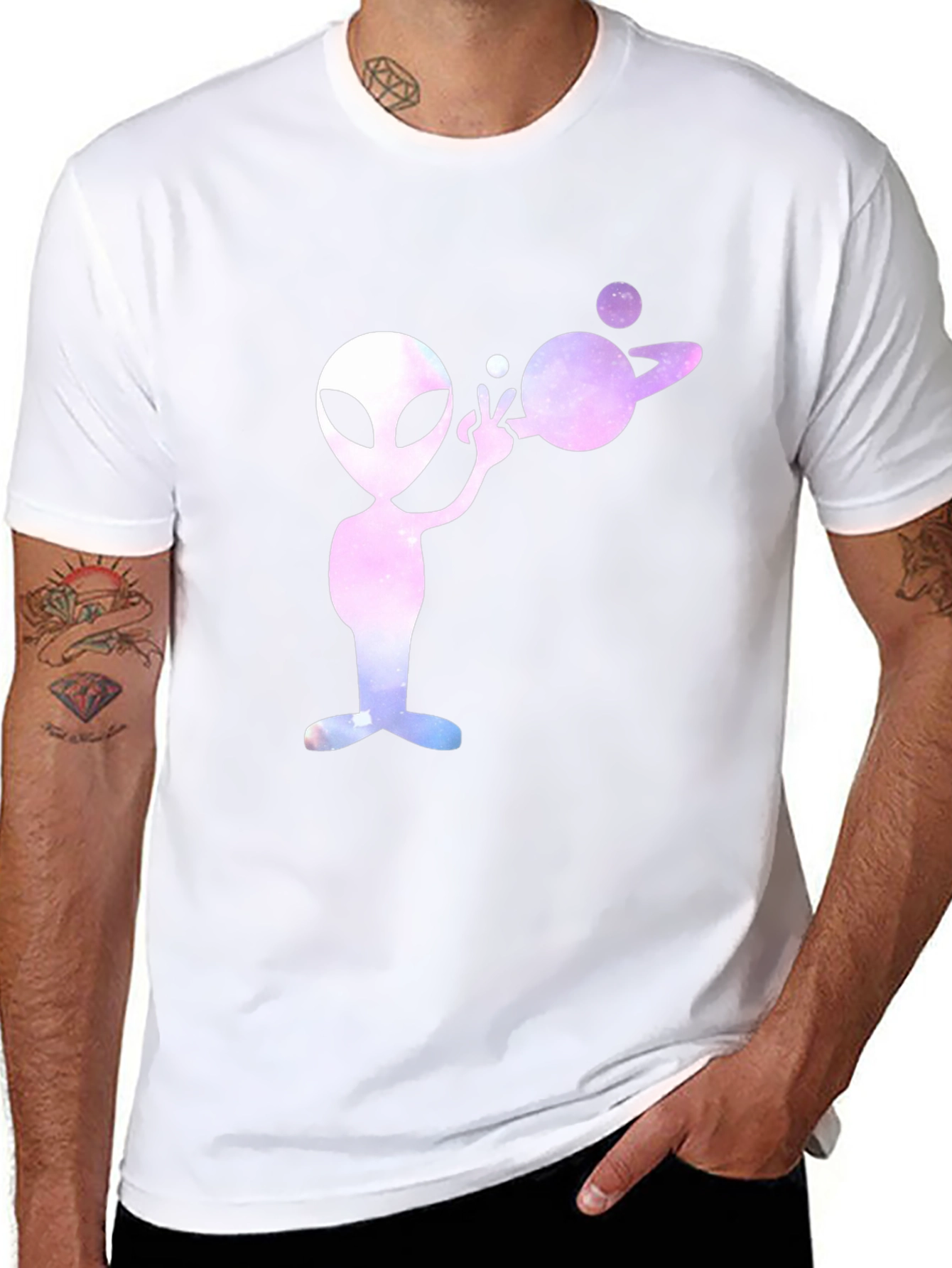 Alien Planet Graphic Tee - Black Cotton T-Shirt