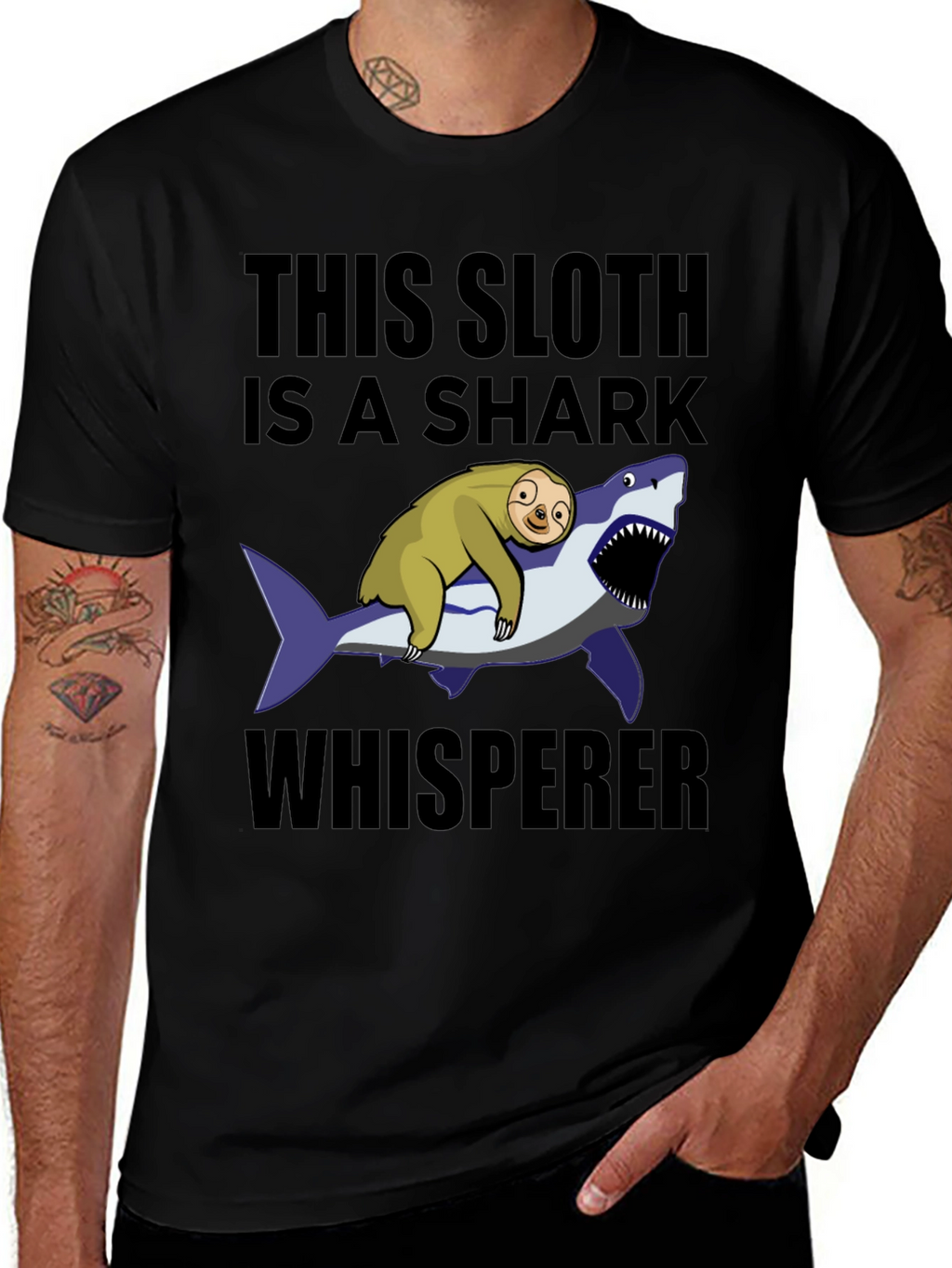 Sloth Shark Whisperer Graphic T-Shirt