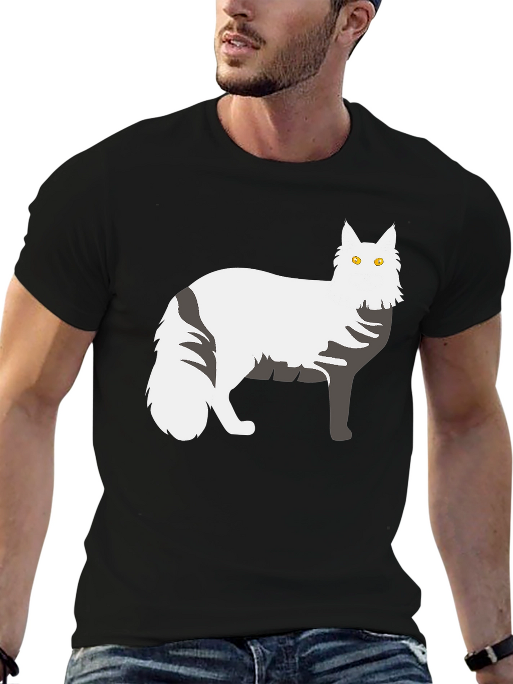 Cat Graphic T-Shirt - Black Unisex Tee