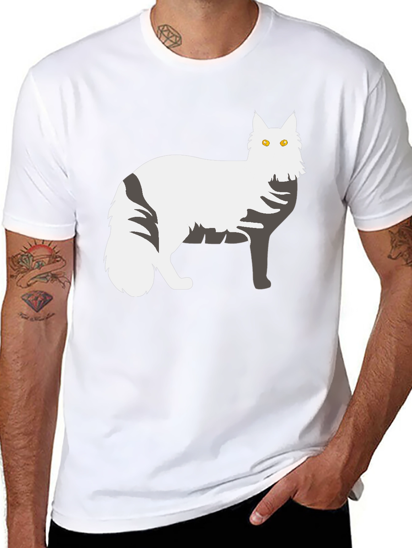 Cat Graphic T-Shirt - Black Unisex Tee