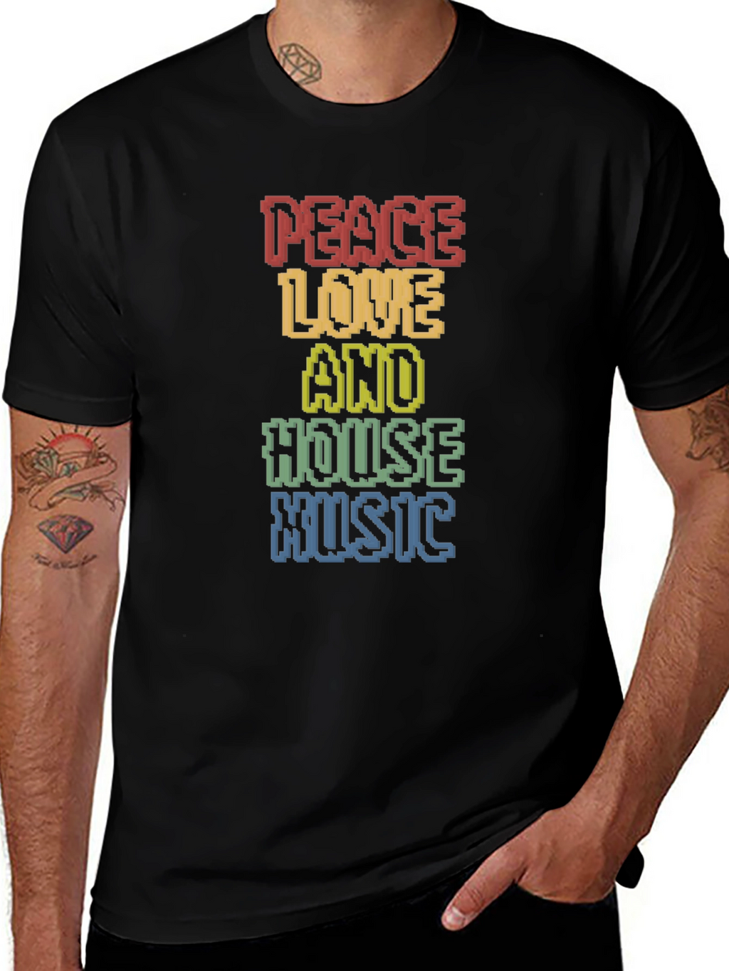 Peace Love House Music Graphic Tee