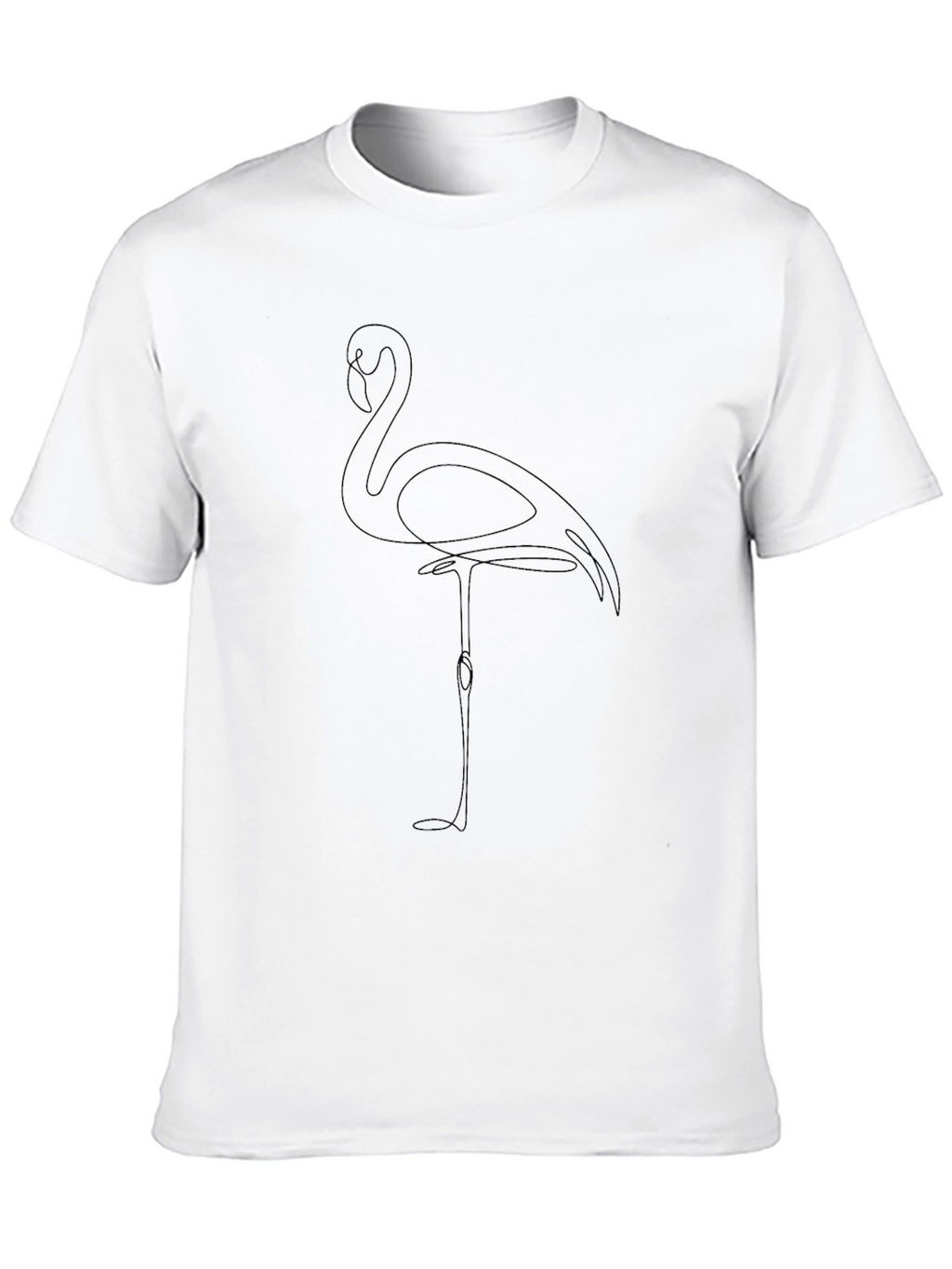 Minimalist Flamingo Line Art T-Shirt - Black
