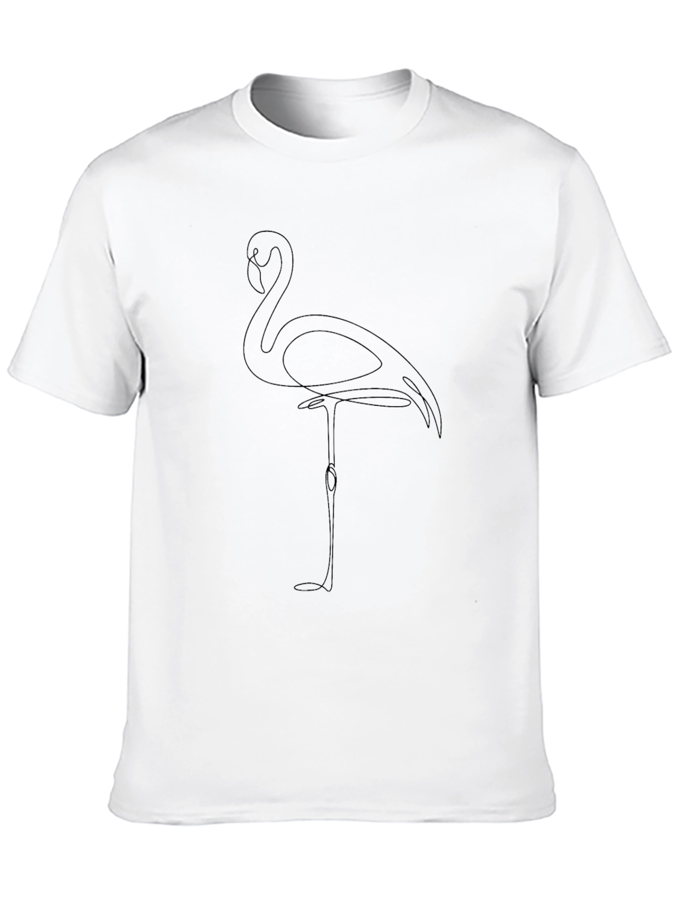 Minimalist Flamingo Line Art T-Shirt - Black