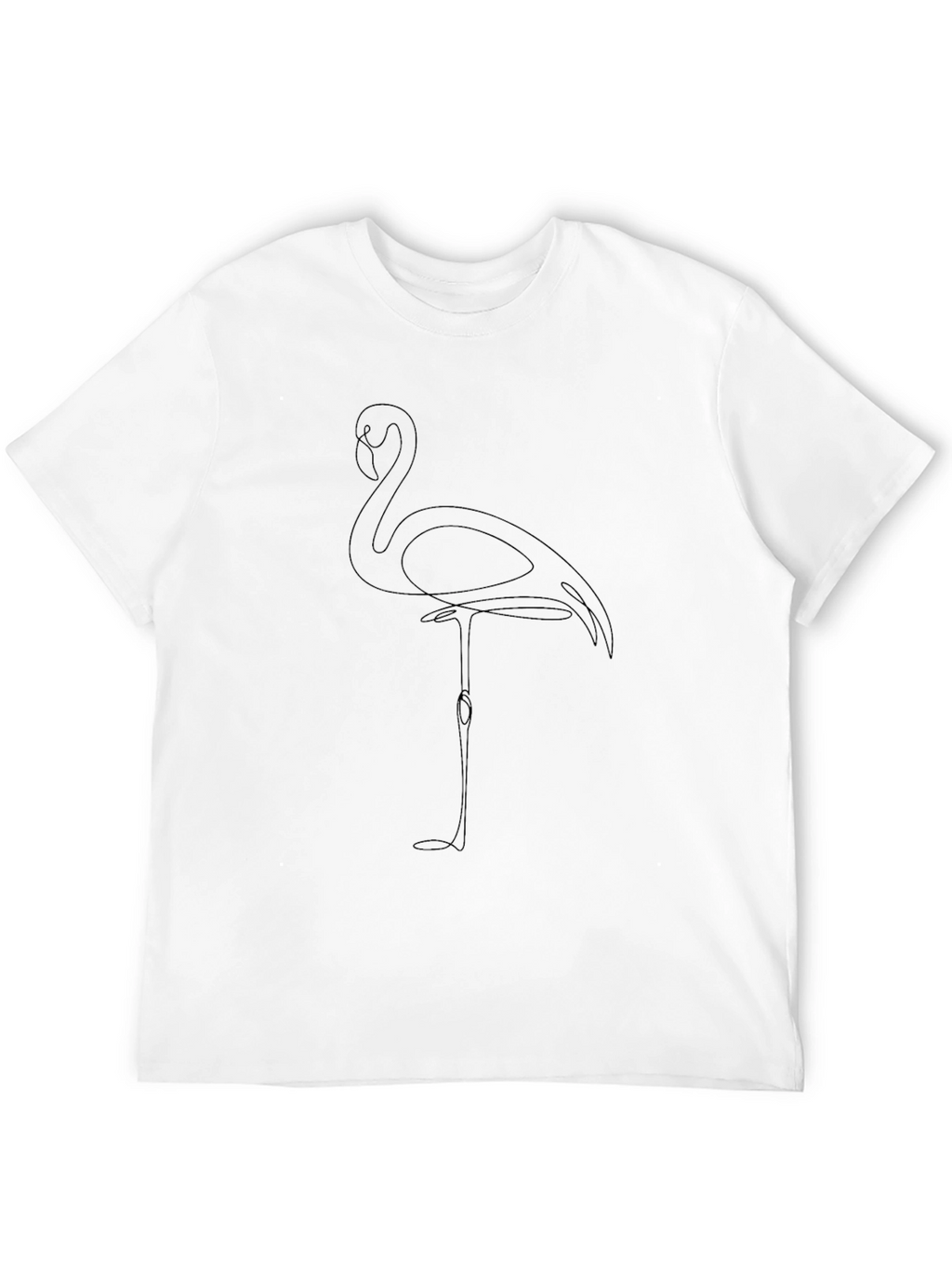 Minimalist Flamingo Line Art T-Shirt - Black