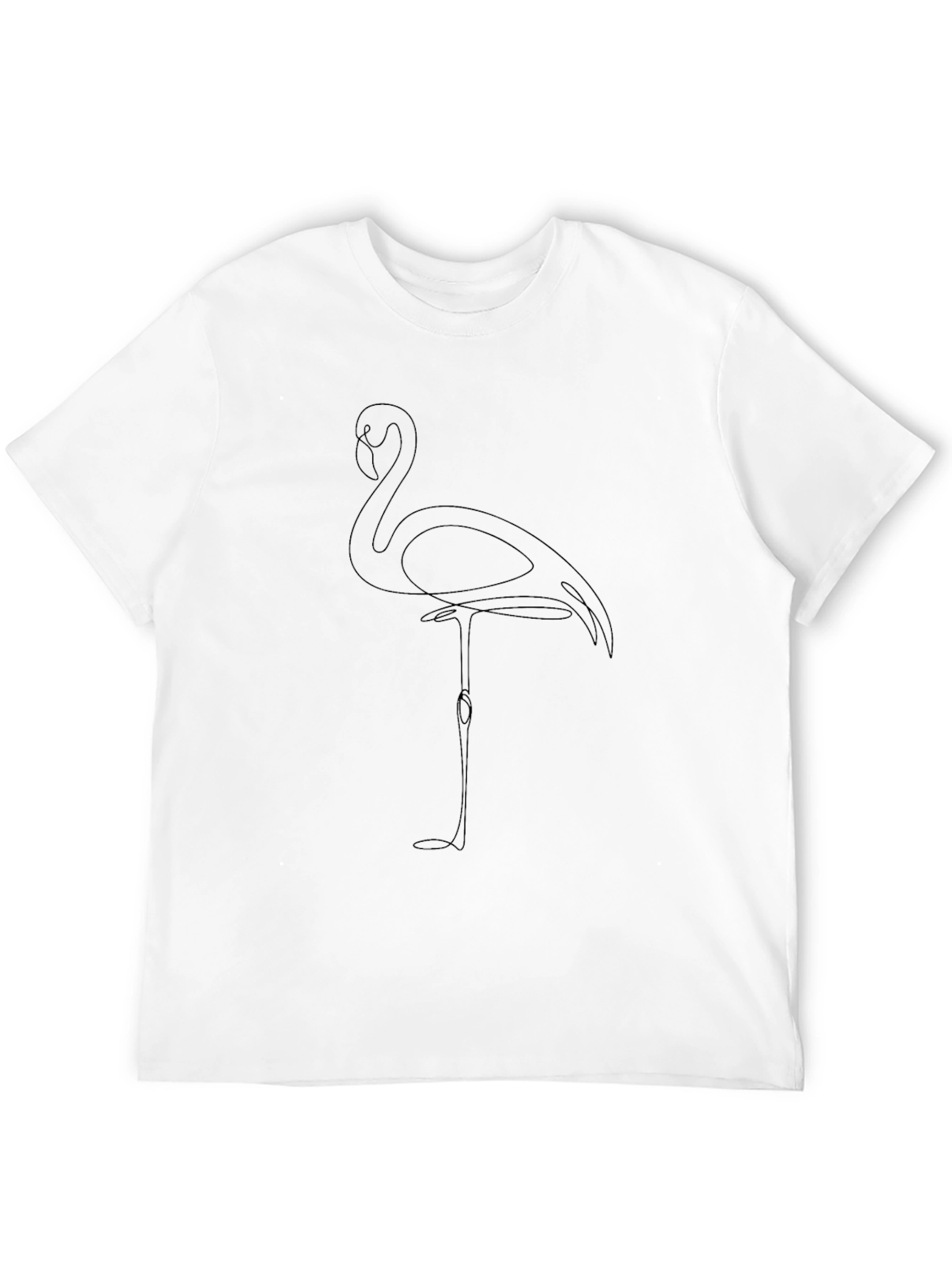 Minimalist Flamingo Line Art T-Shirt - Black