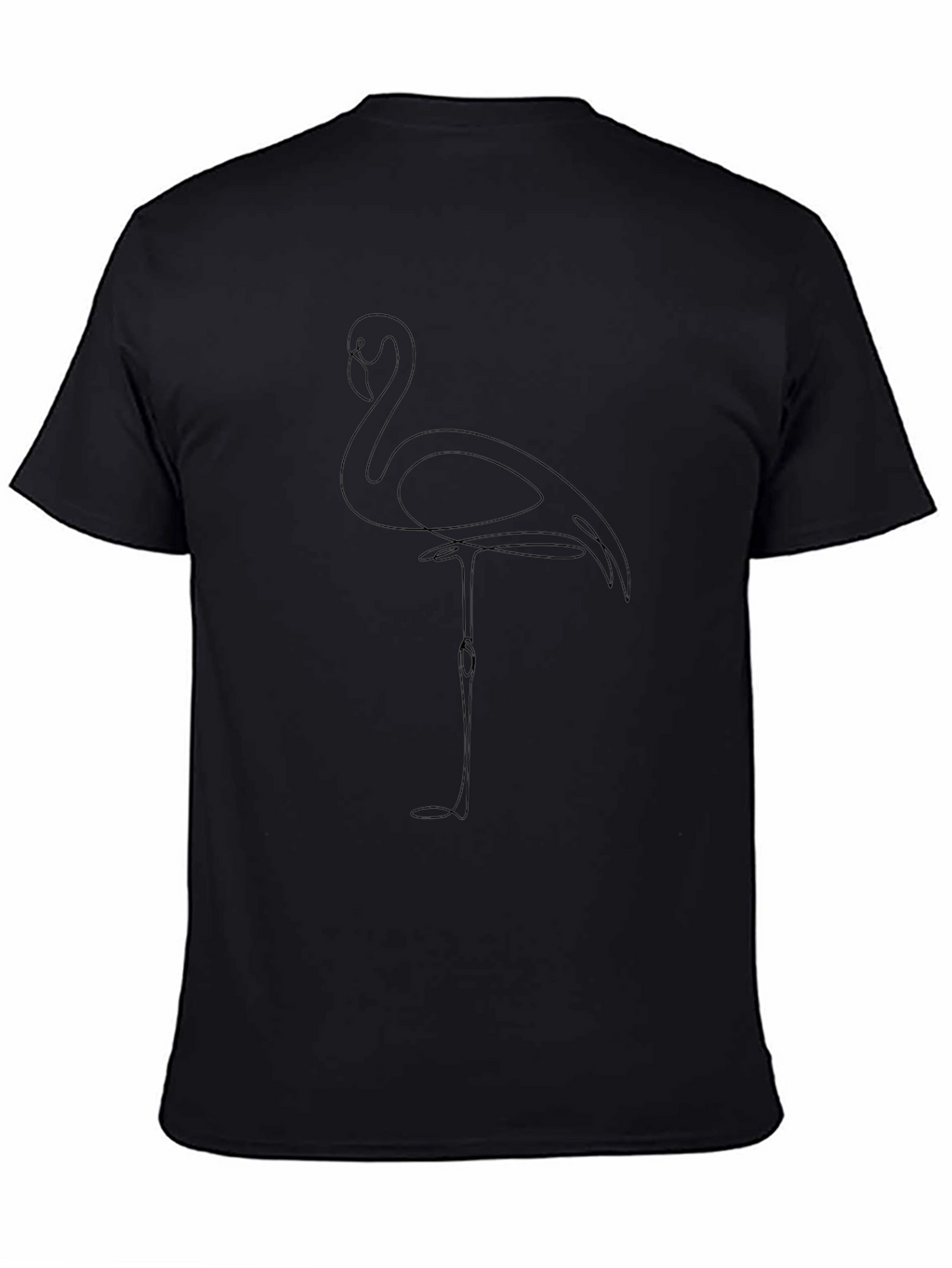 Minimalist Flamingo Line Art T-Shirt - Black