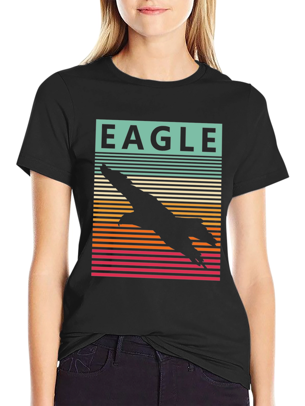 Eagle Silhouette Retro Style Graphic T-Shirt