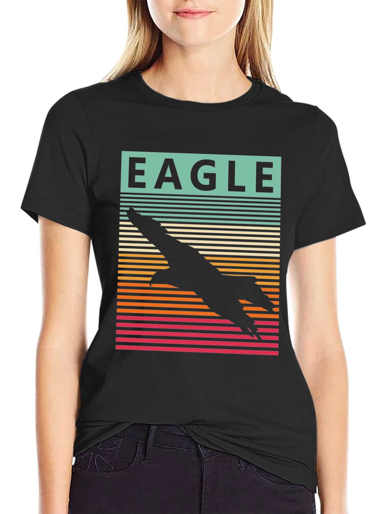 Eagle Silhouette Retro Style Graphic T-Shirt