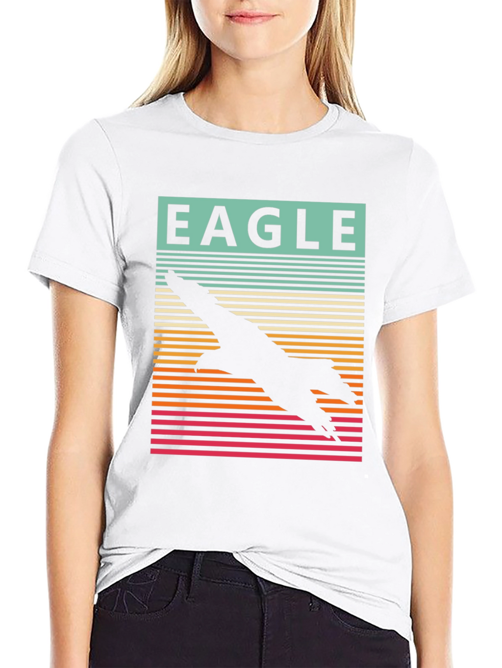 Eagle Silhouette Retro Style Graphic T-Shirt