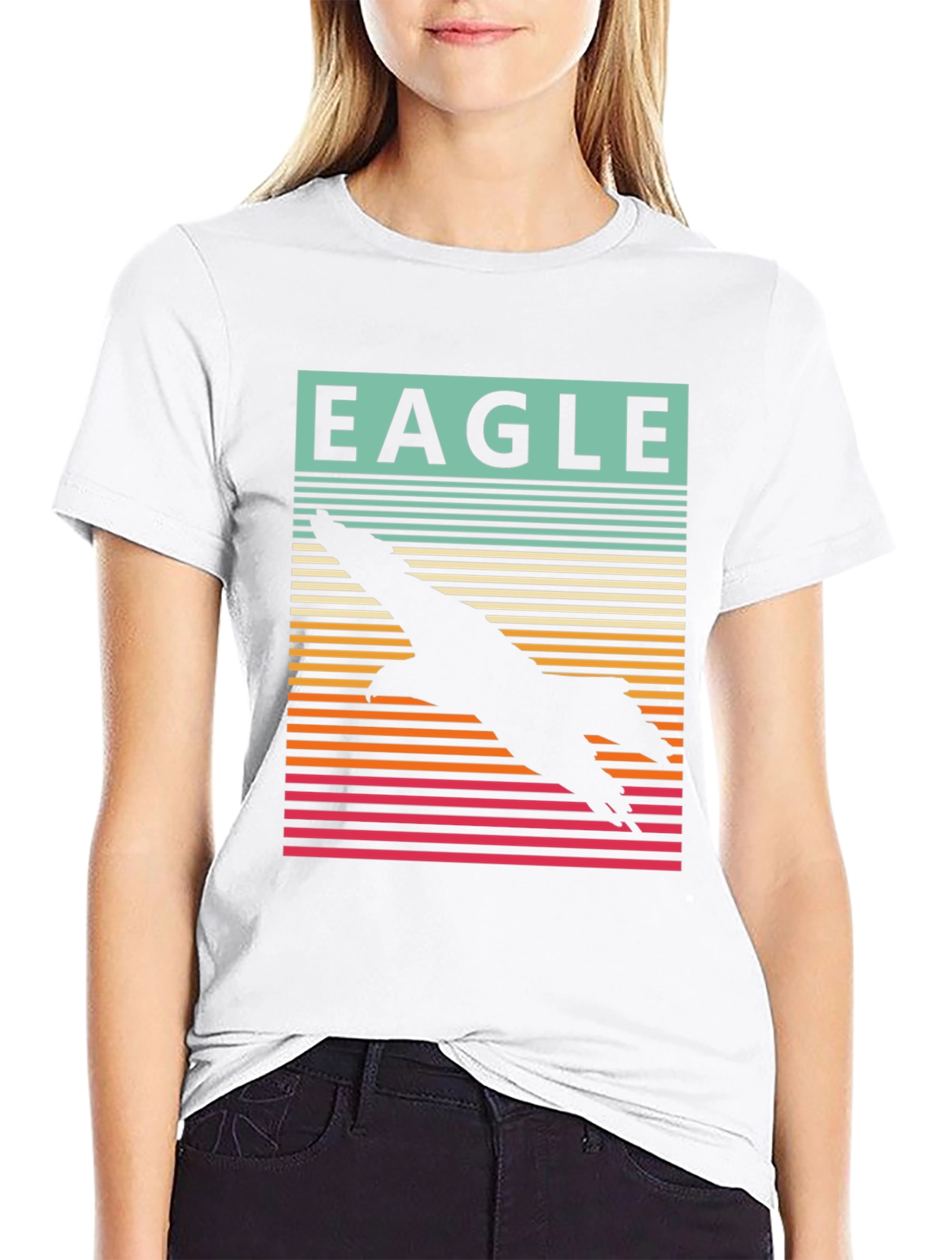 Eagle Silhouette Retro Style Graphic T-Shirt