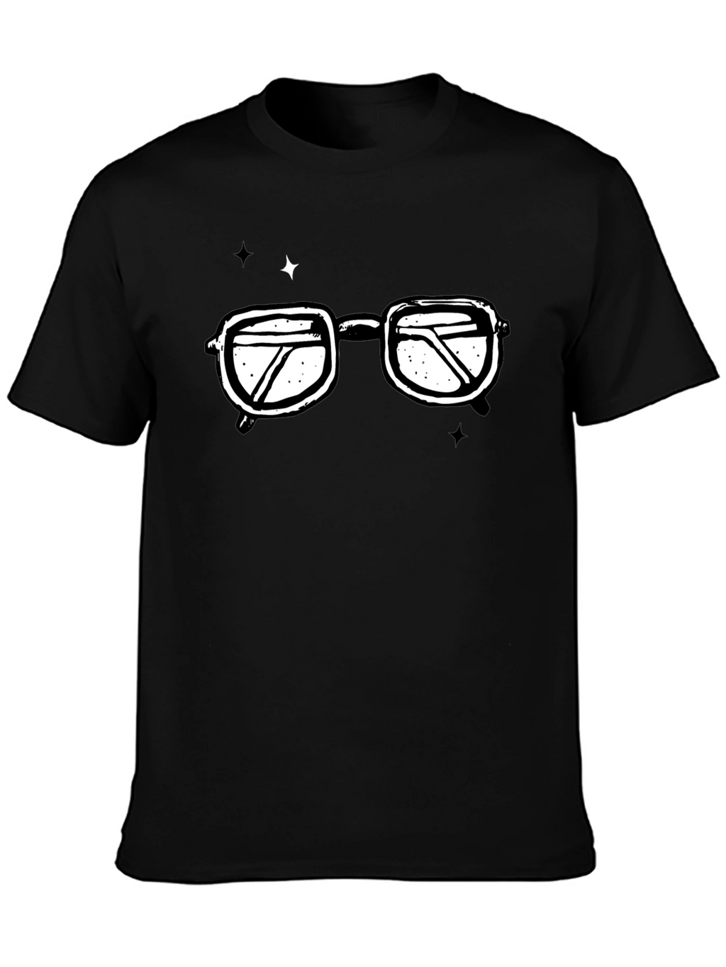 Retro Glasses Graphic T-Shirt - Black Cotton Tee