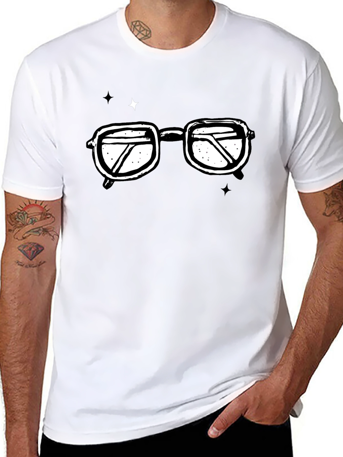 Retro Glasses Graphic T-Shirt - Black Cotton Tee