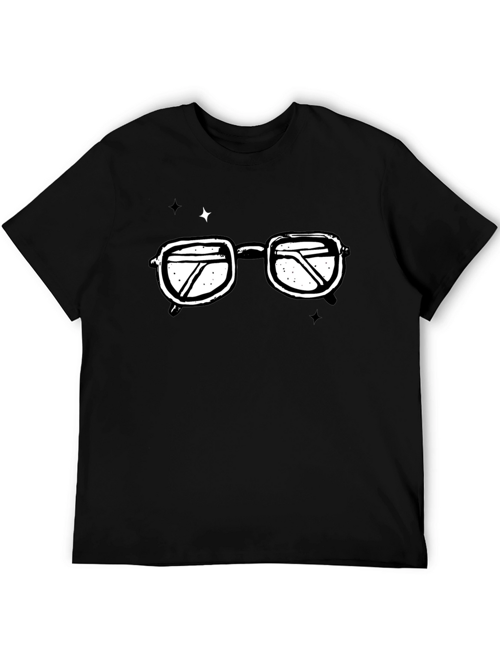 Retro Glasses Graphic T-Shirt - Black Cotton Tee