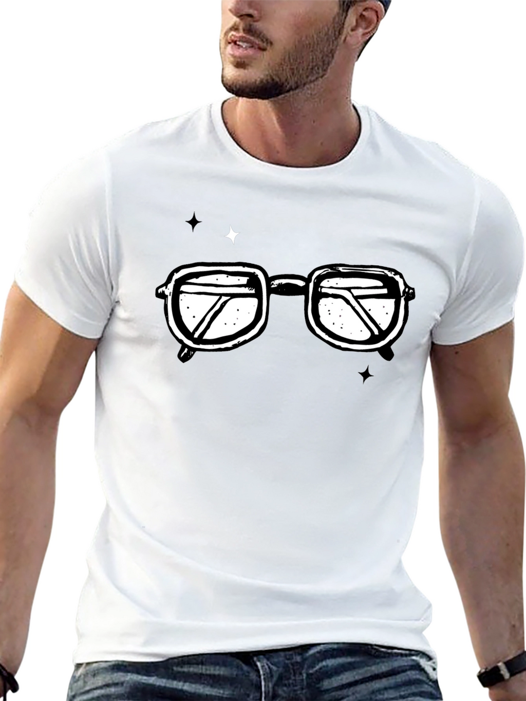 Retro Glasses Graphic T-Shirt - Black Cotton Tee