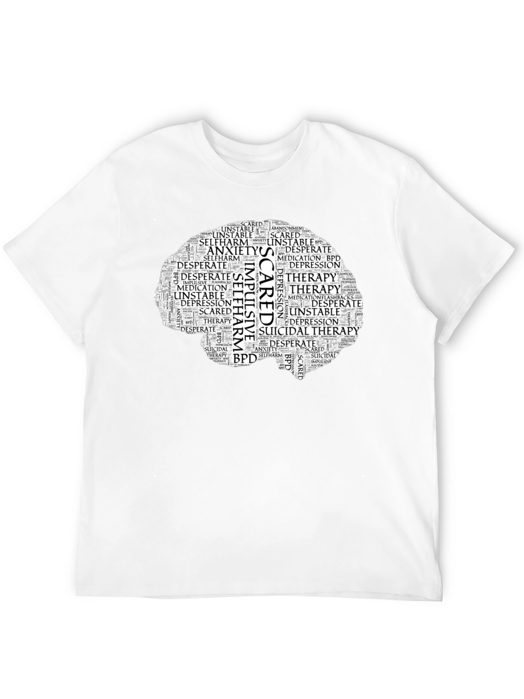 Mental Health Brain Word Art T-Shirt
