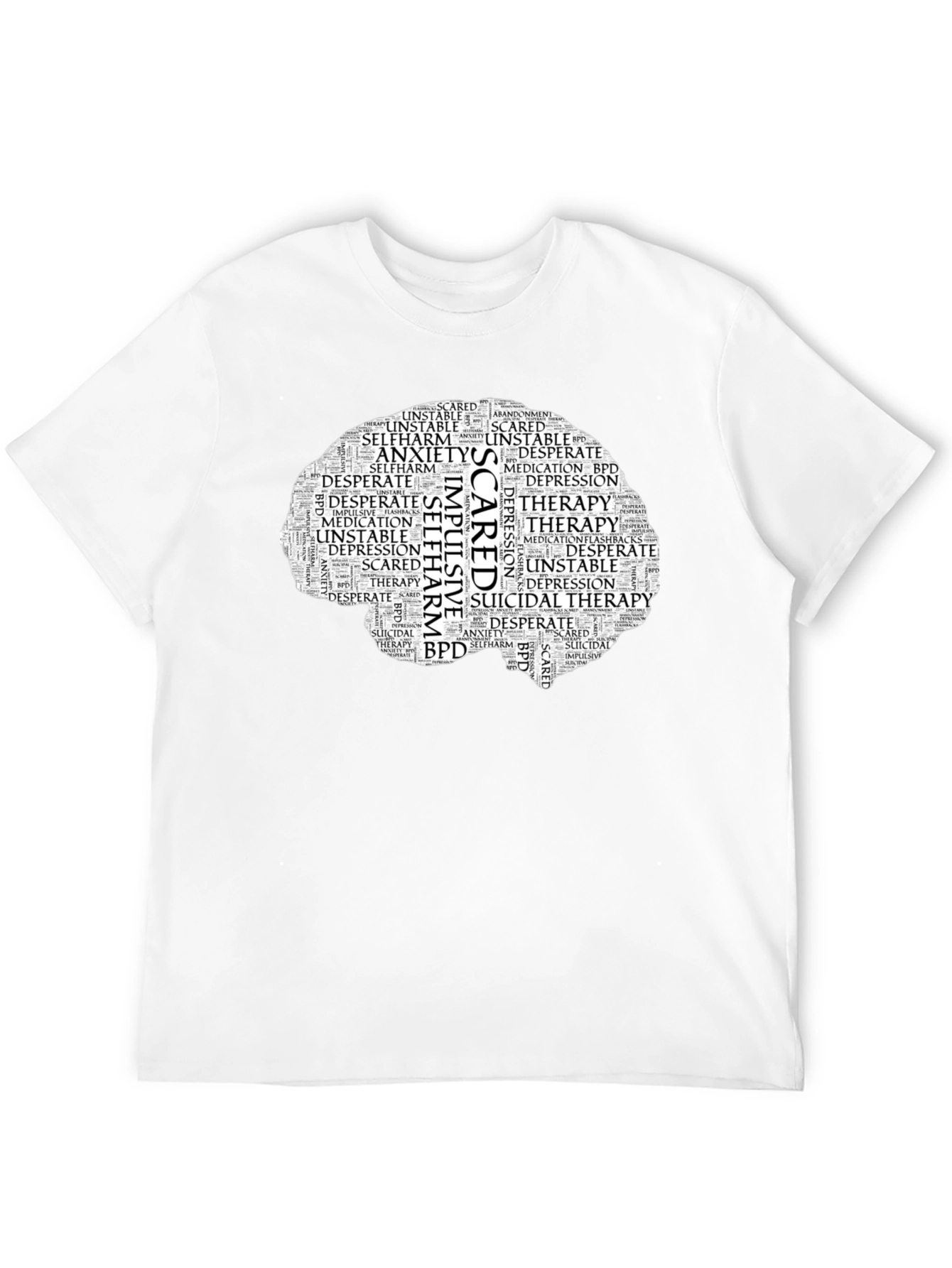 Mental Health Brain Word Art T-Shirt