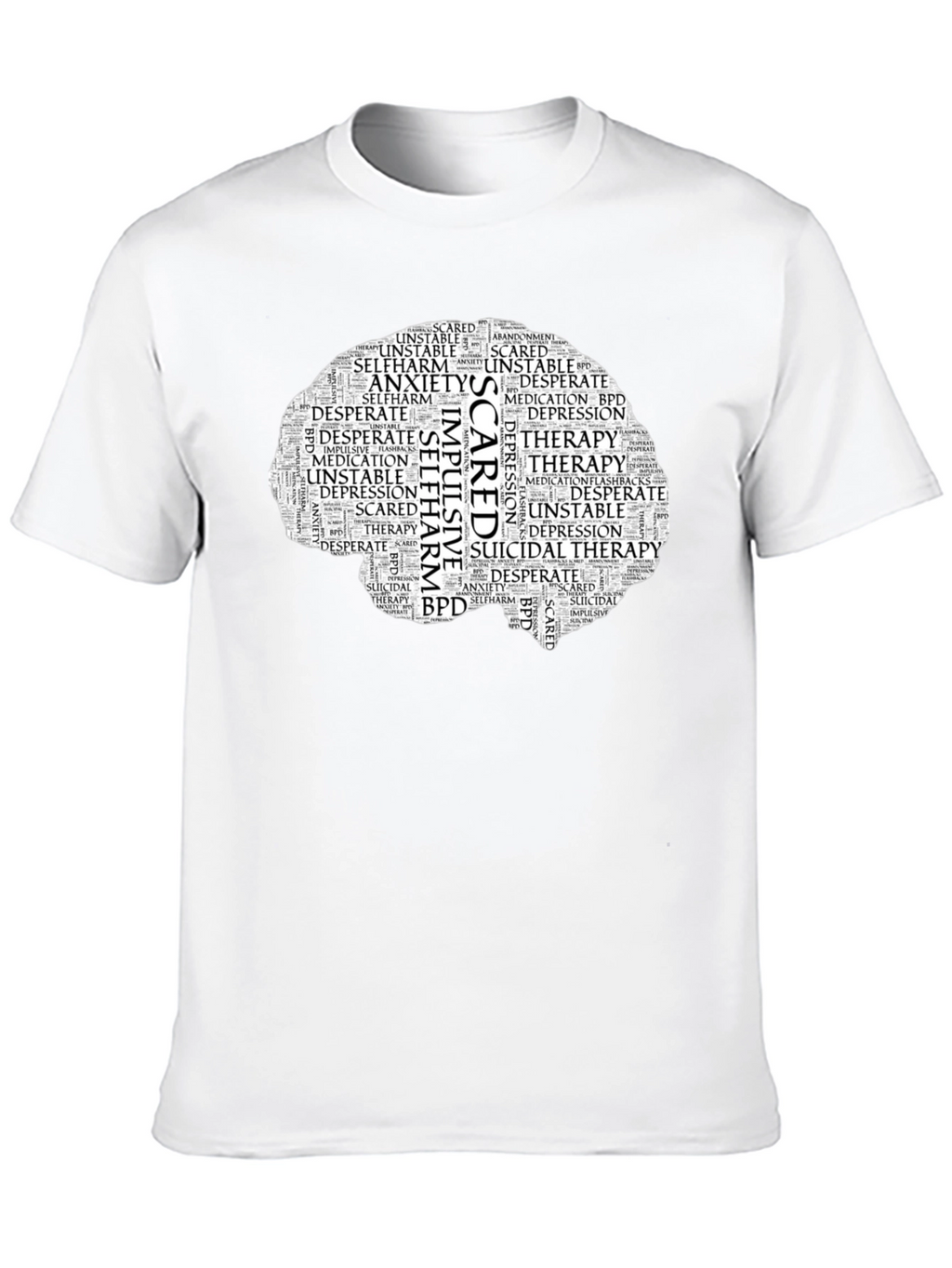 Mental Health Brain Word Art T-Shirt