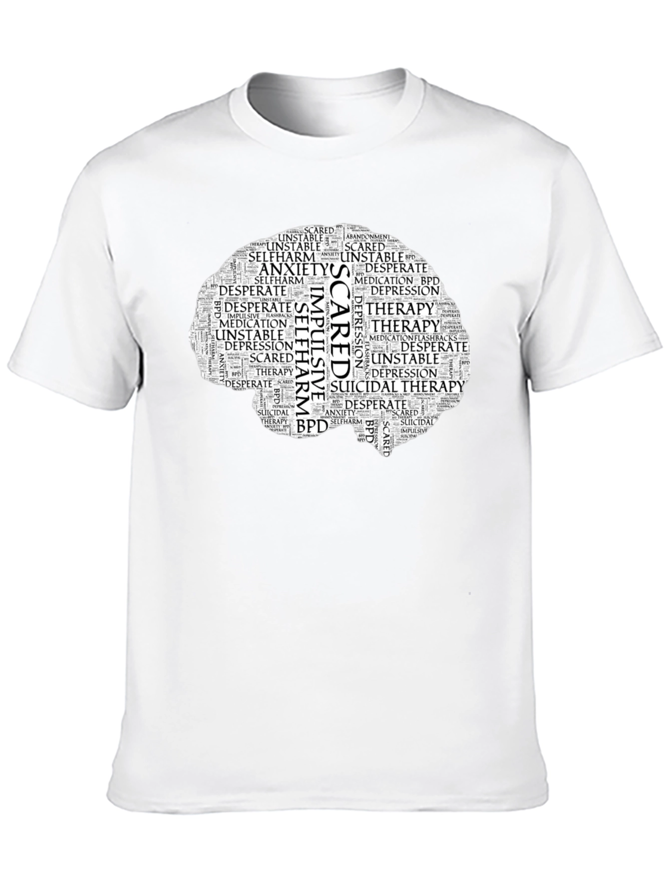 Mental Health Brain Word Art T-Shirt
