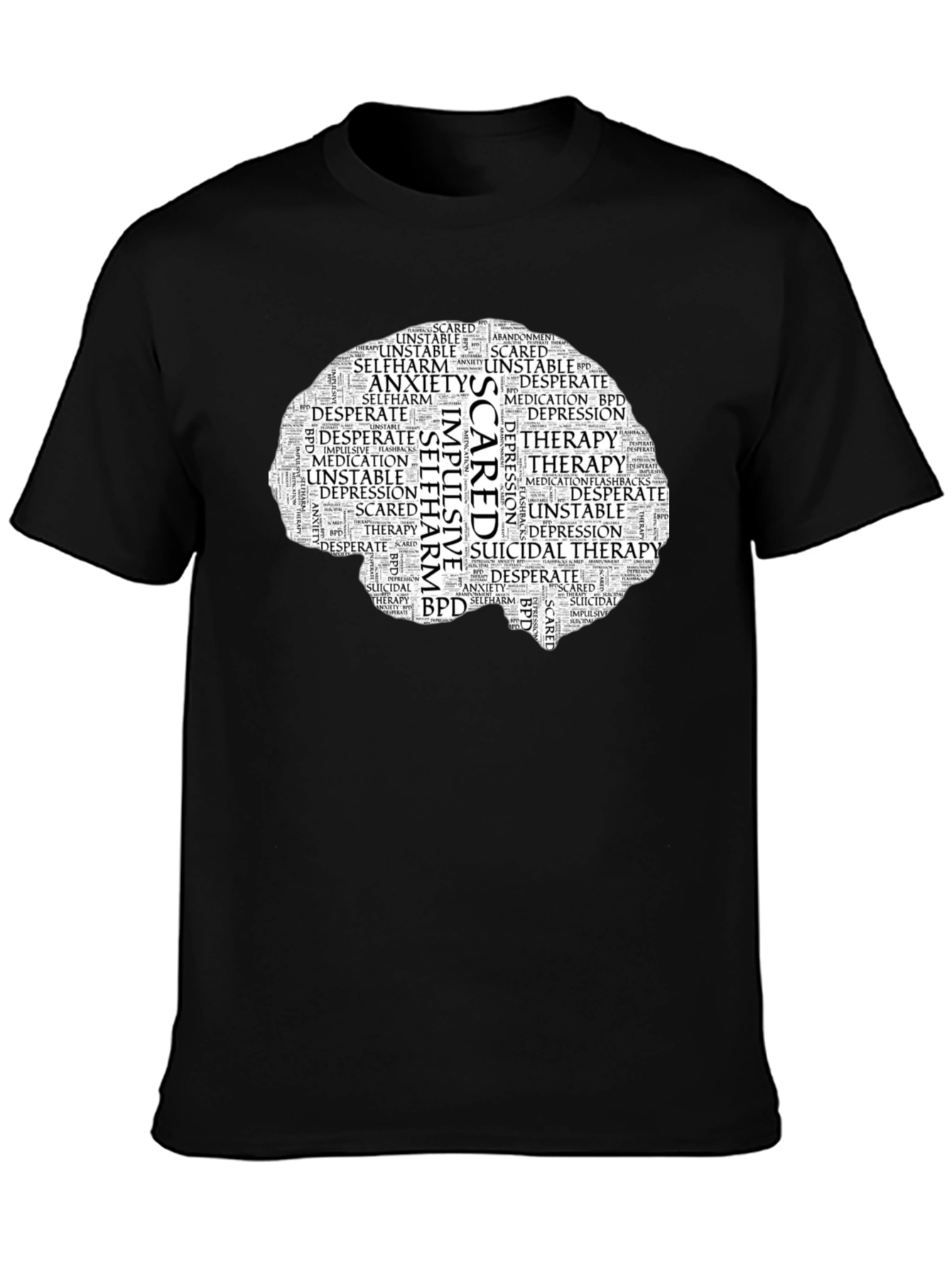 Mental Health Brain Word Art T-Shirt