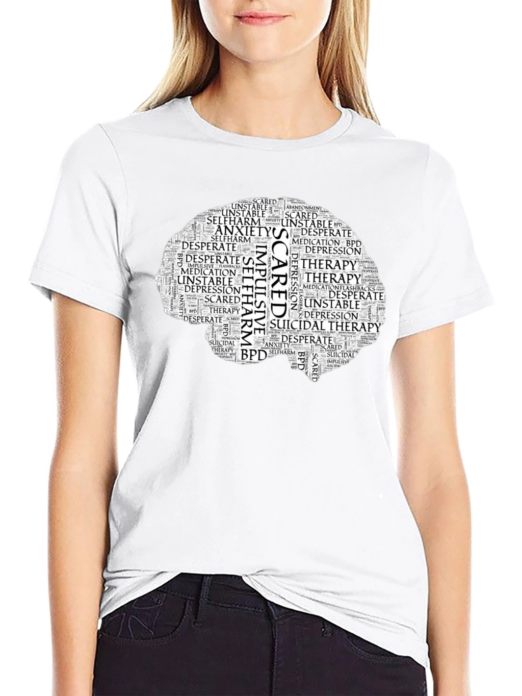 Mental Health Brain Word Art T-Shirt
