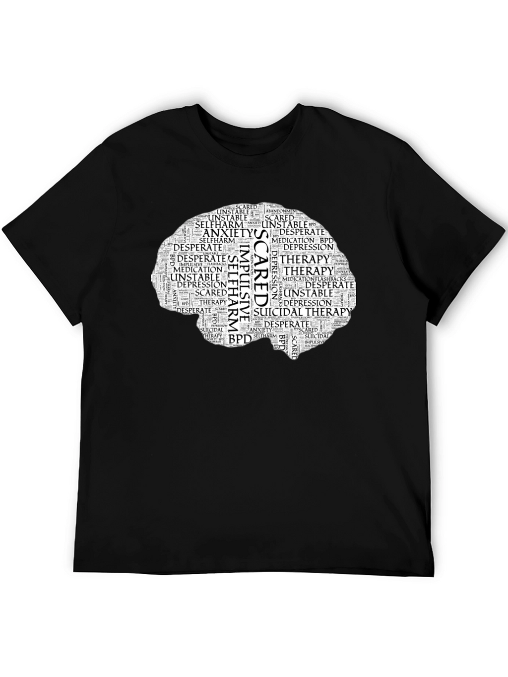 Mental Health Brain Word Art T-Shirt