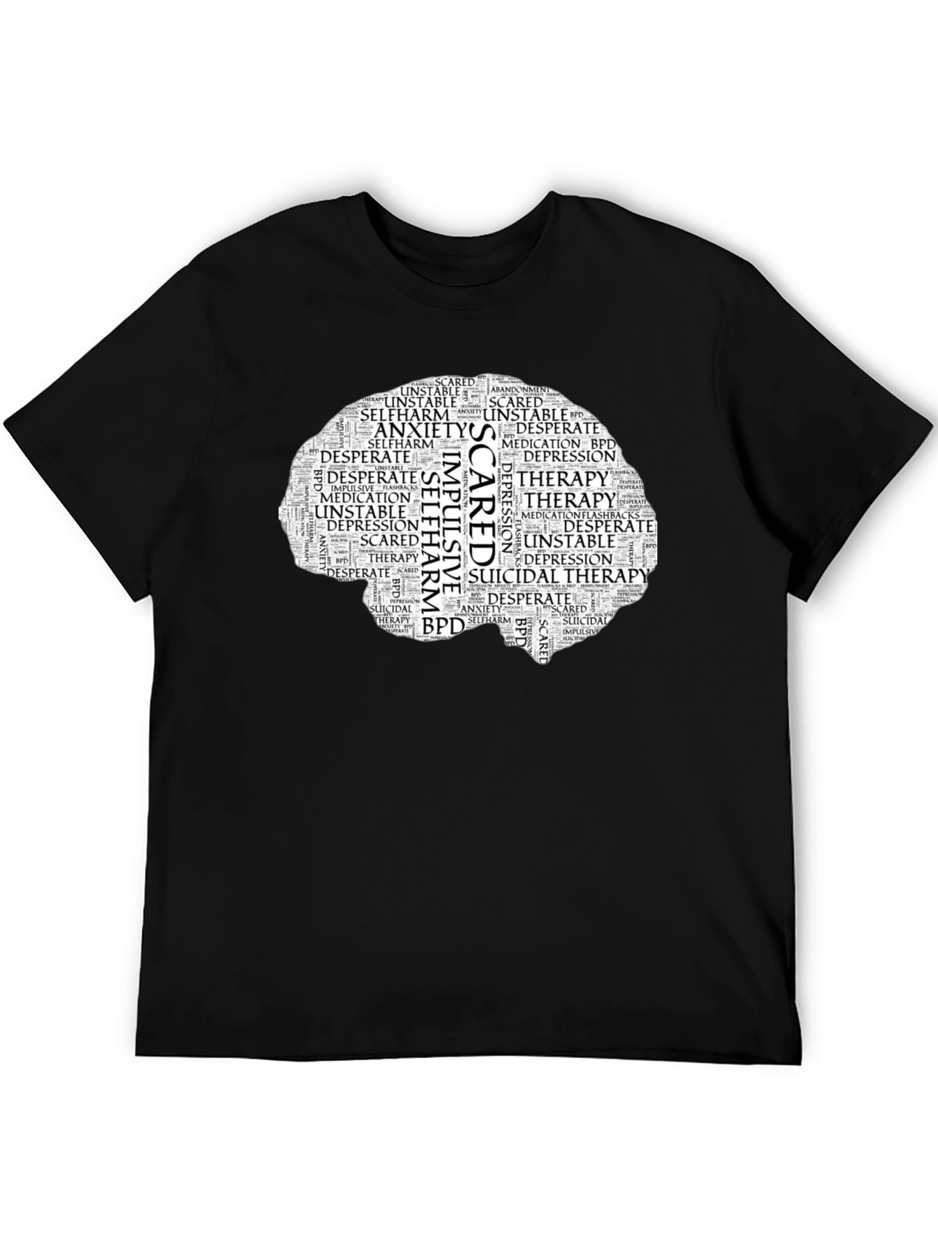 Mental Health Brain Word Art T-Shirt