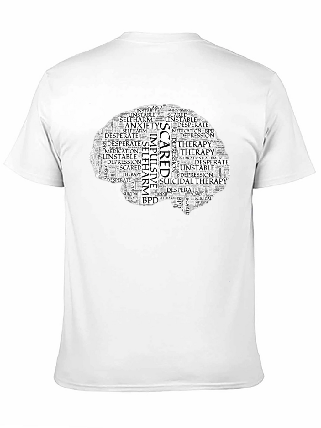 Mental Health Brain Word Art T-Shirt