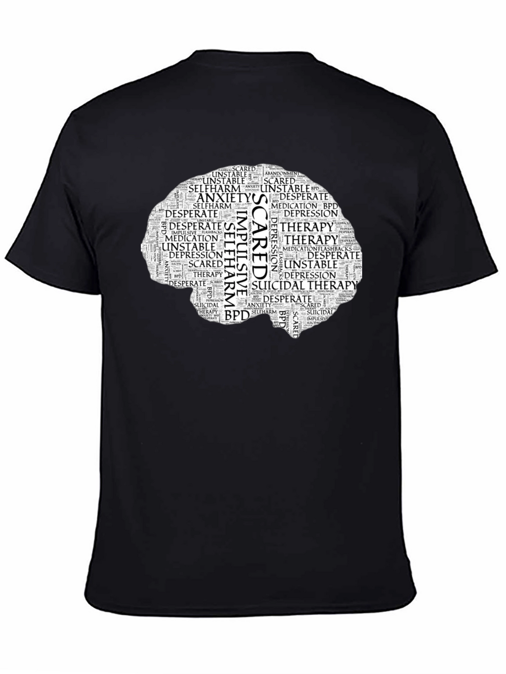 Mental Health Brain Word Art T-Shirt