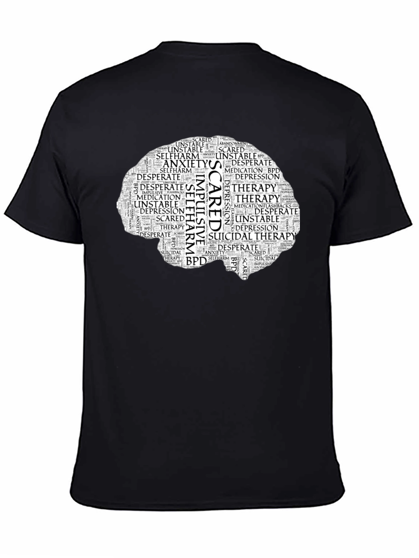 Mental Health Brain Word Art T-Shirt