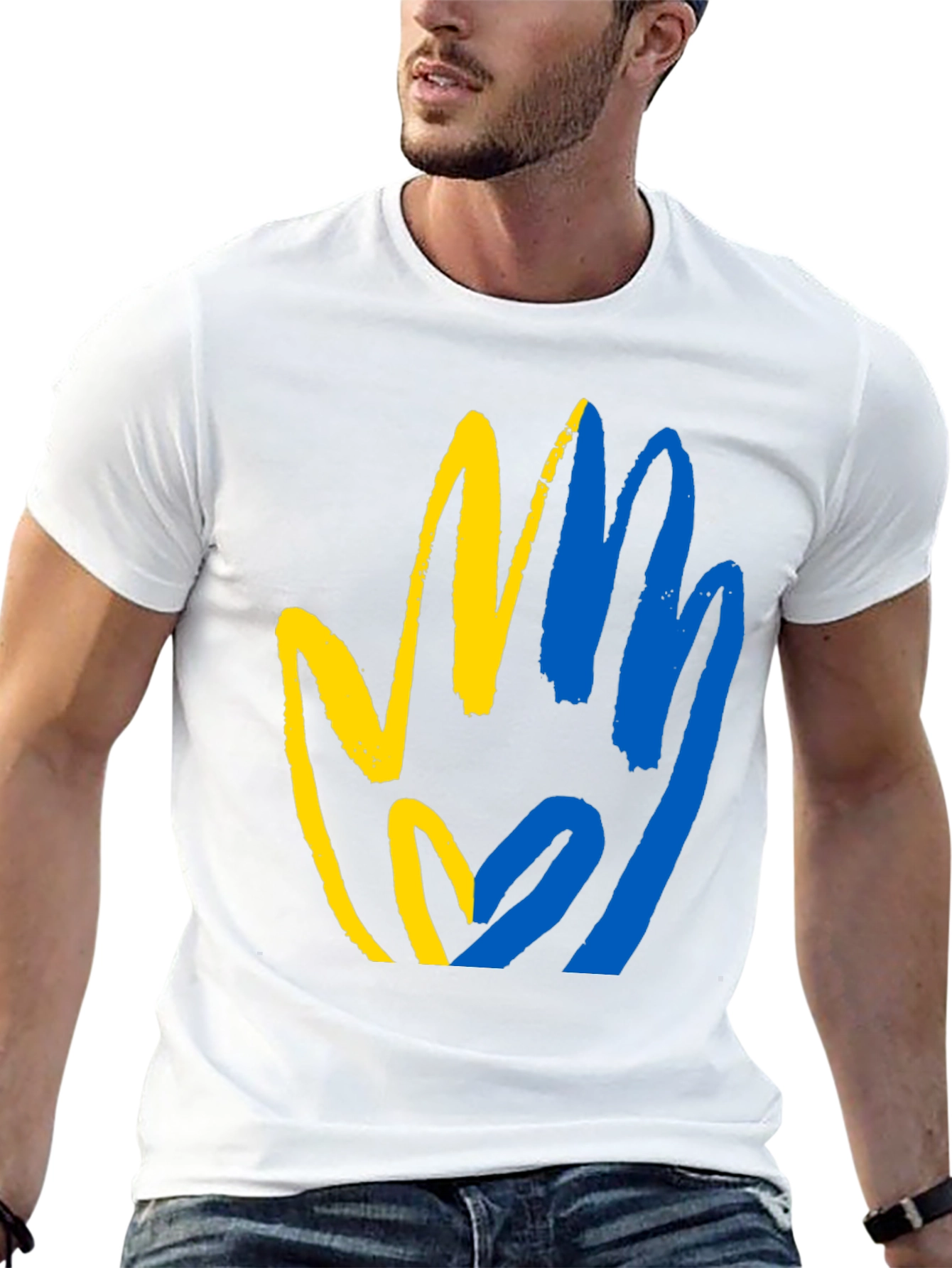 Ukraine Flag Hand T-Shirt - Stand with Ukraine