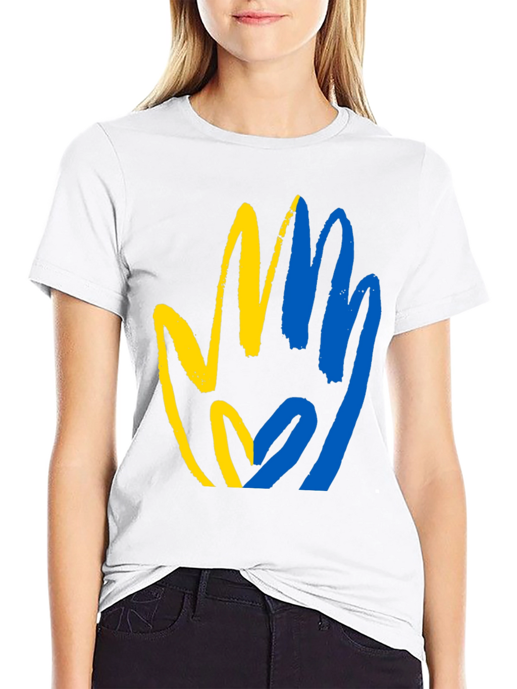 Ukraine Flag Hand T-Shirt - Stand with Ukraine