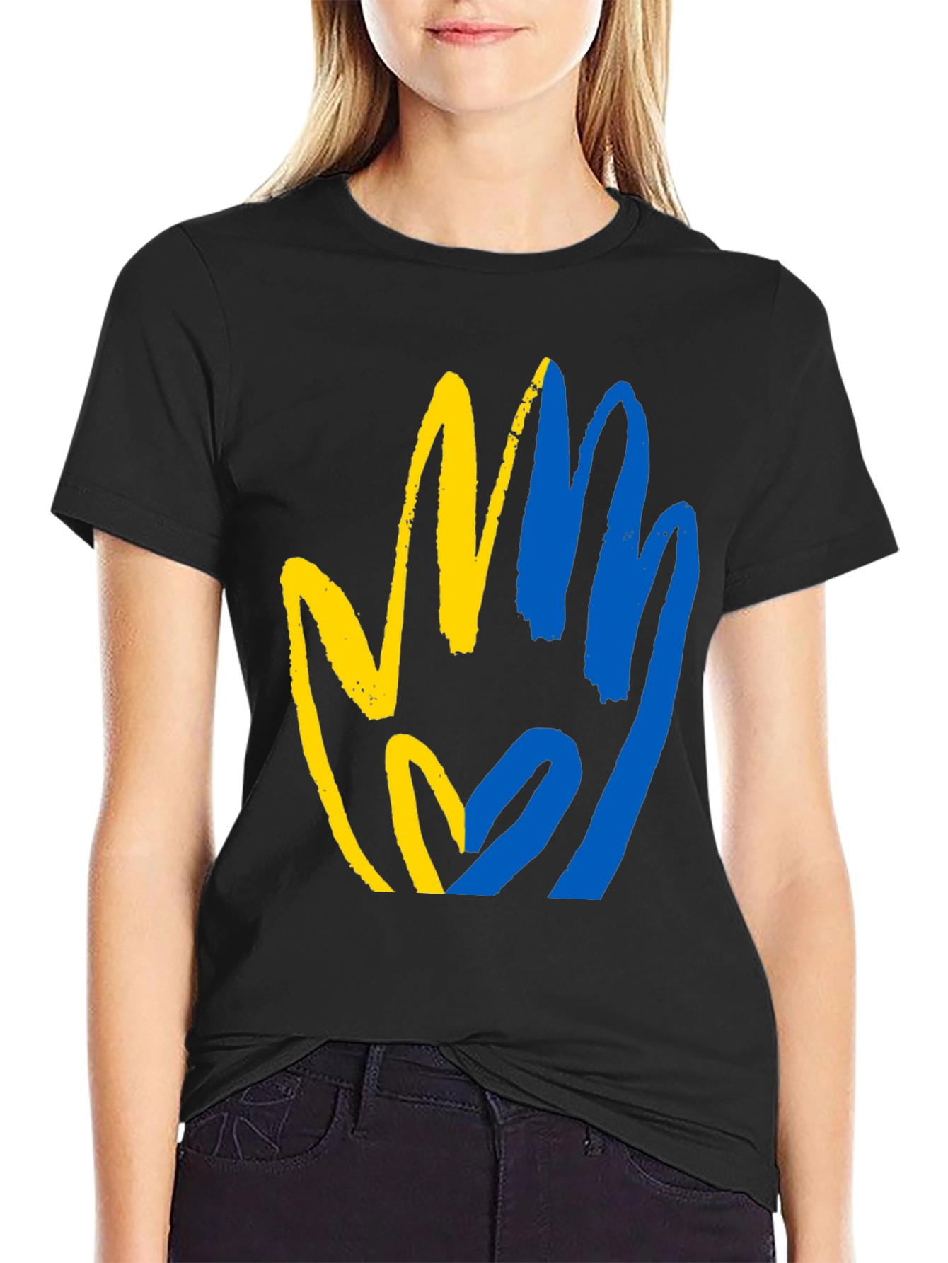 Ukraine Flag Hand T-Shirt - Stand with Ukraine