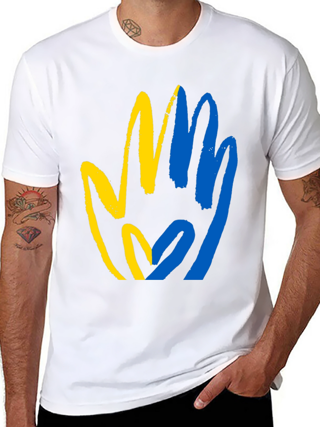 Ukraine Flag Hand T-Shirt - Stand with Ukraine
