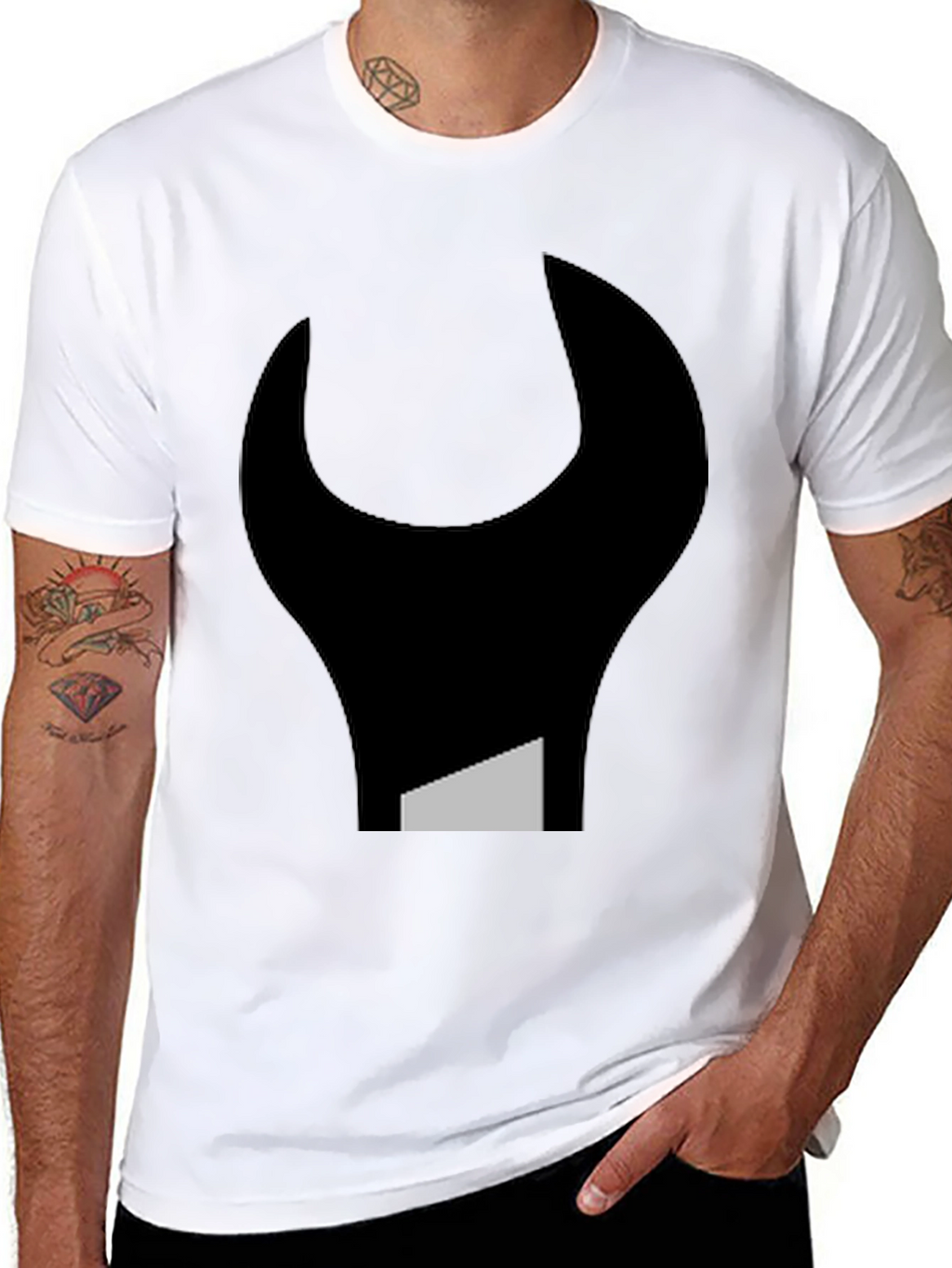 Abstract Wrench Graphic Tee - Black Unisex T-Shirt