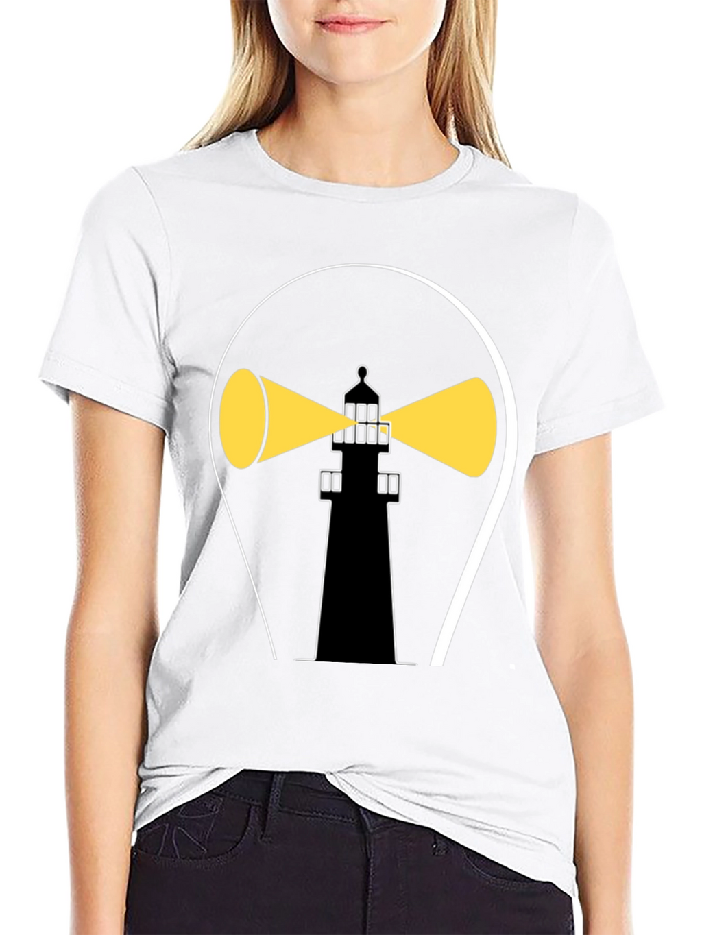 Lighthouse Graphic Tee - Stylish Black Cotton Shirt