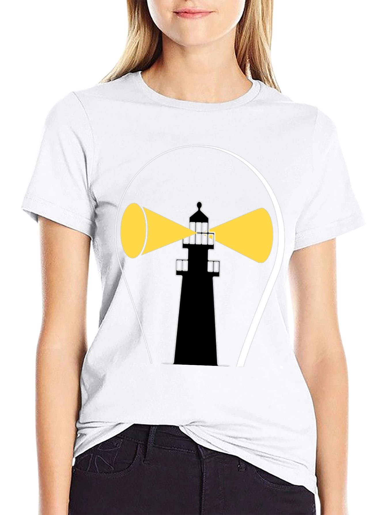 Lighthouse Graphic Tee - Stylish Black Cotton Shirt