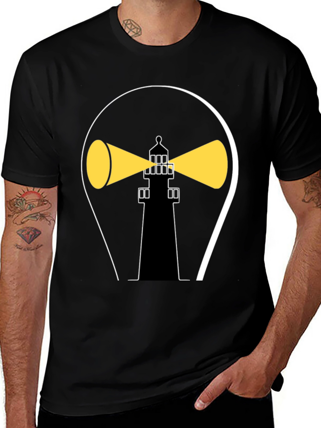 Lighthouse Graphic Tee - Stylish Black Cotton Shirt