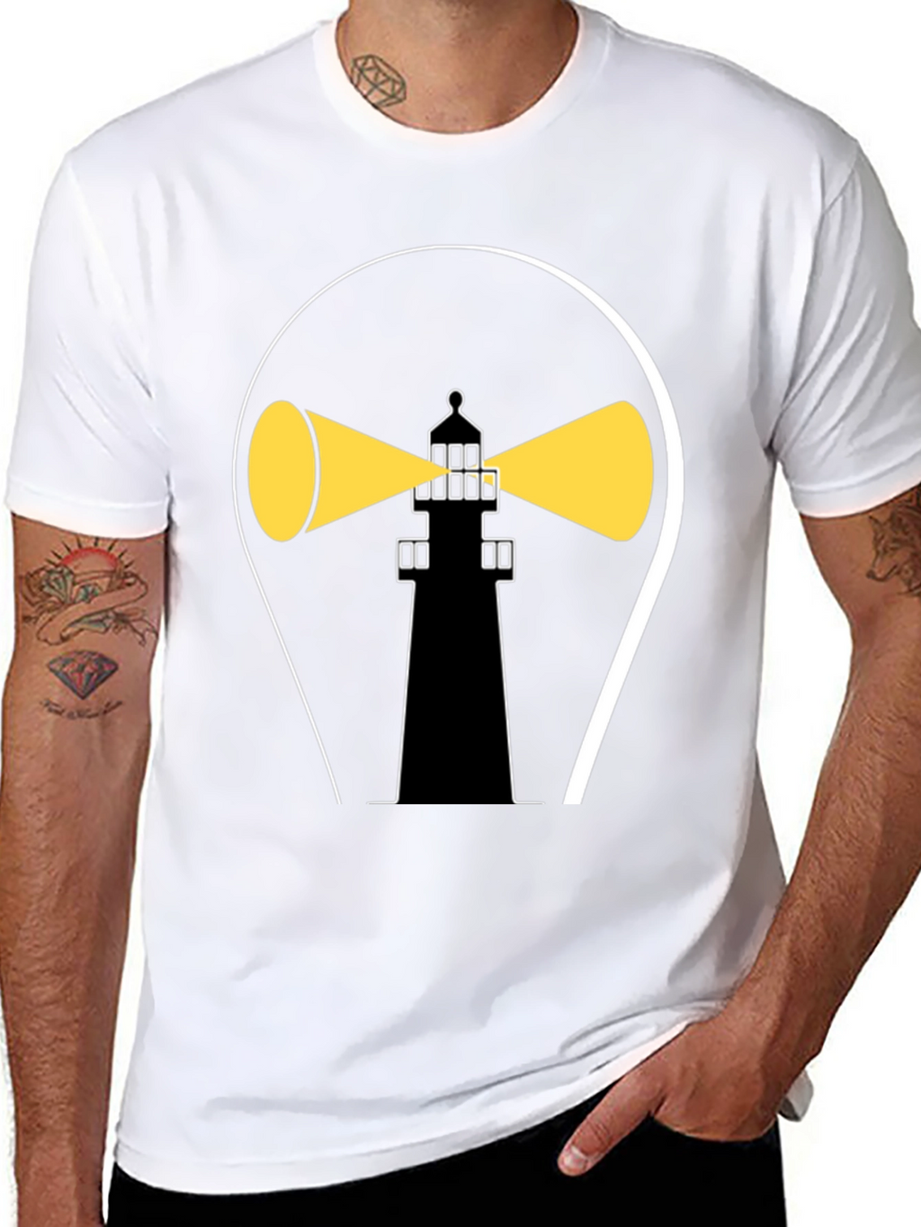 Lighthouse Graphic Tee - Stylish Black Cotton Shirt