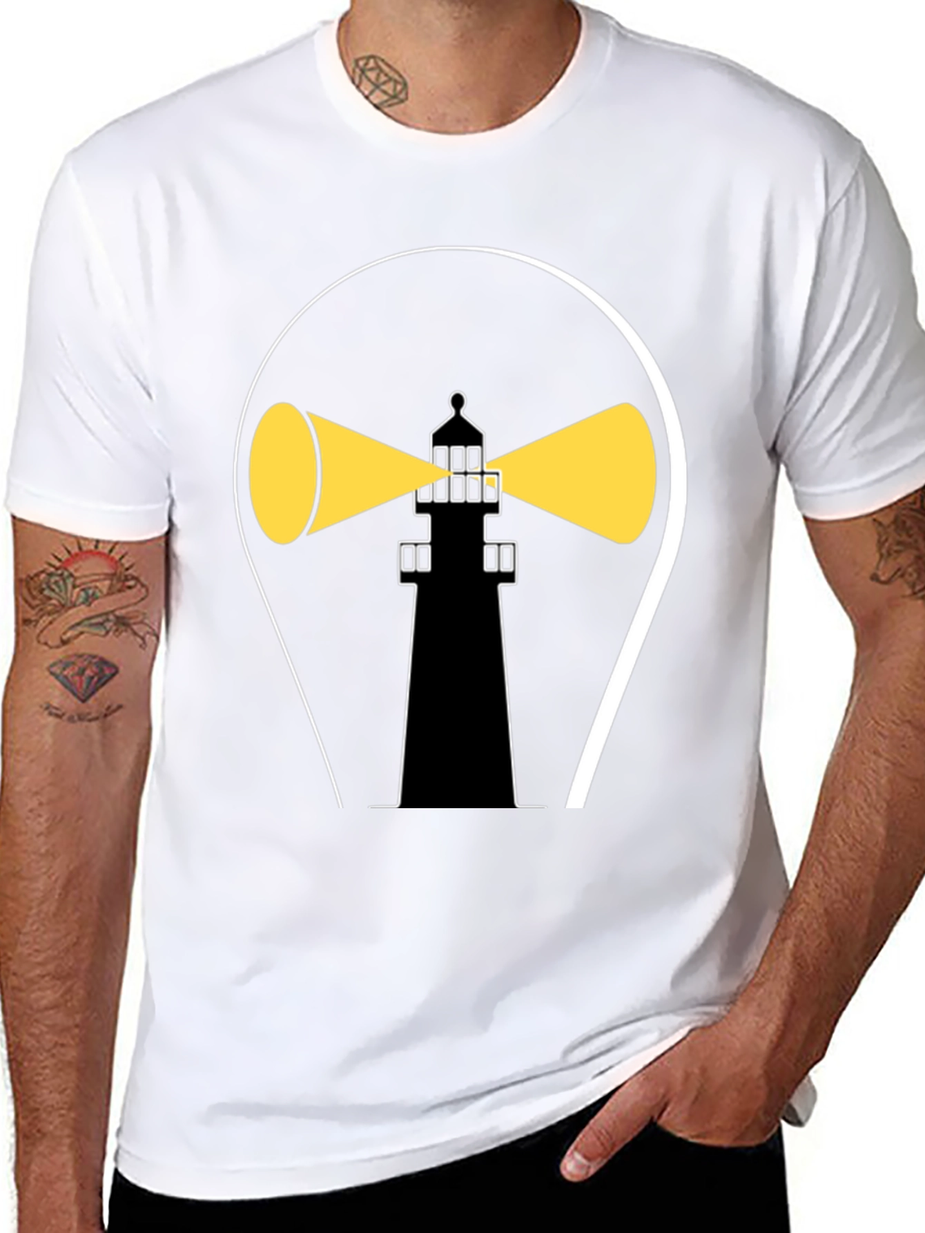 Lighthouse Graphic Tee - Stylish Black Cotton Shirt