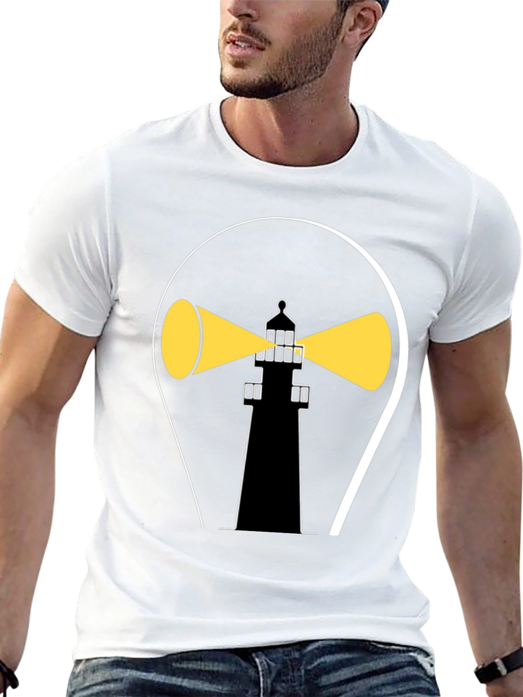 Lighthouse Graphic Tee - Stylish Black Cotton Shirt