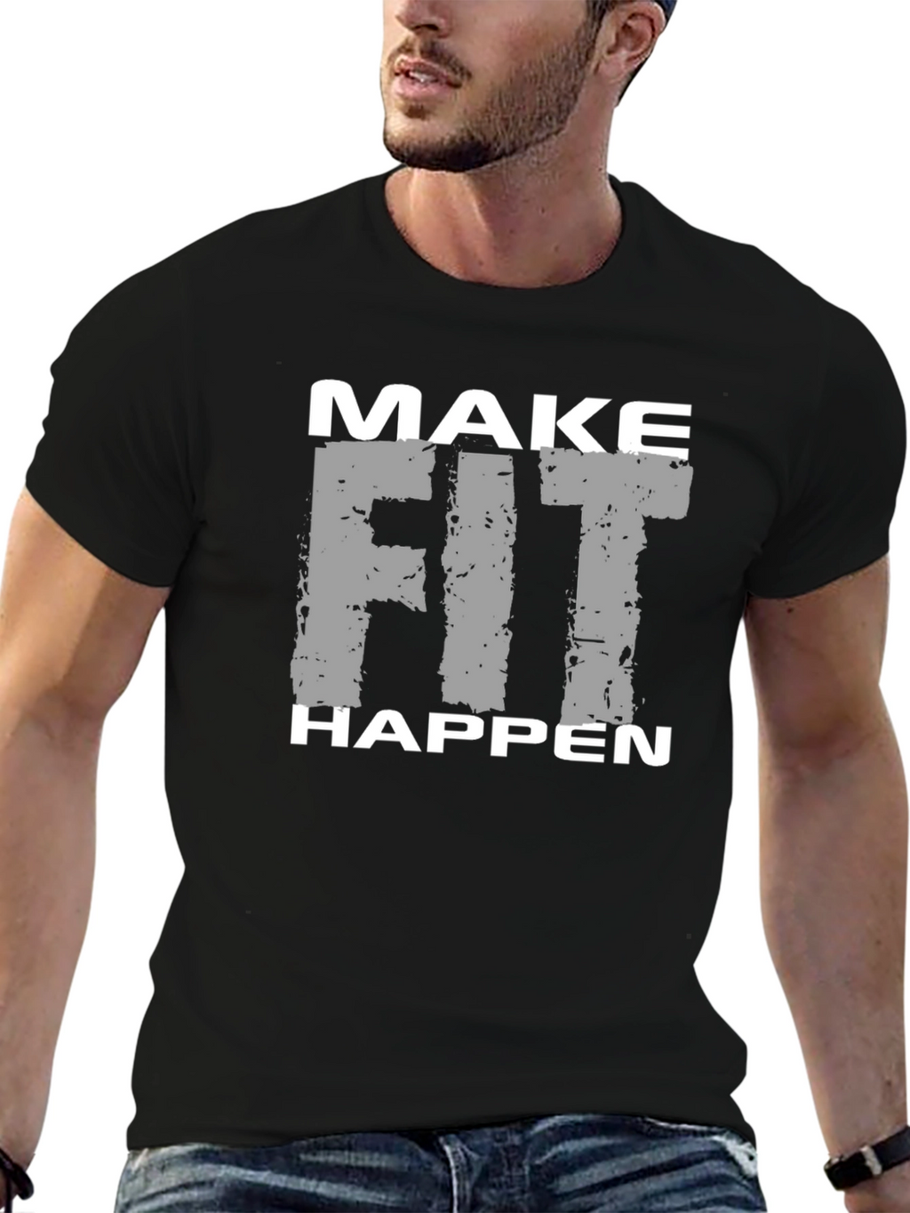 Make Fit Happen Graphic Tee - Black