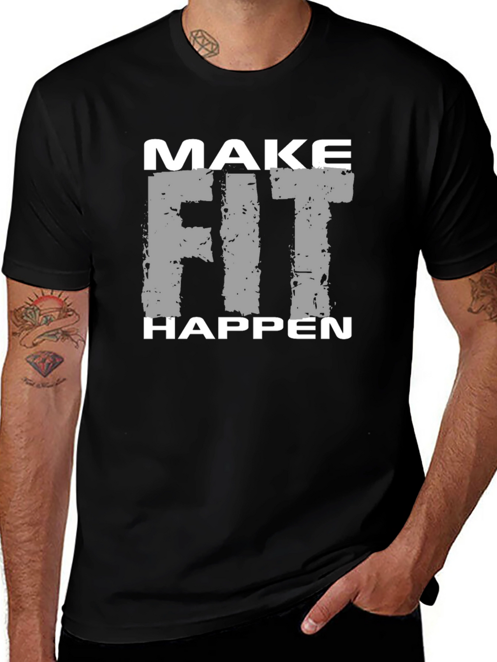 Make Fit Happen Graphic Tee - Black