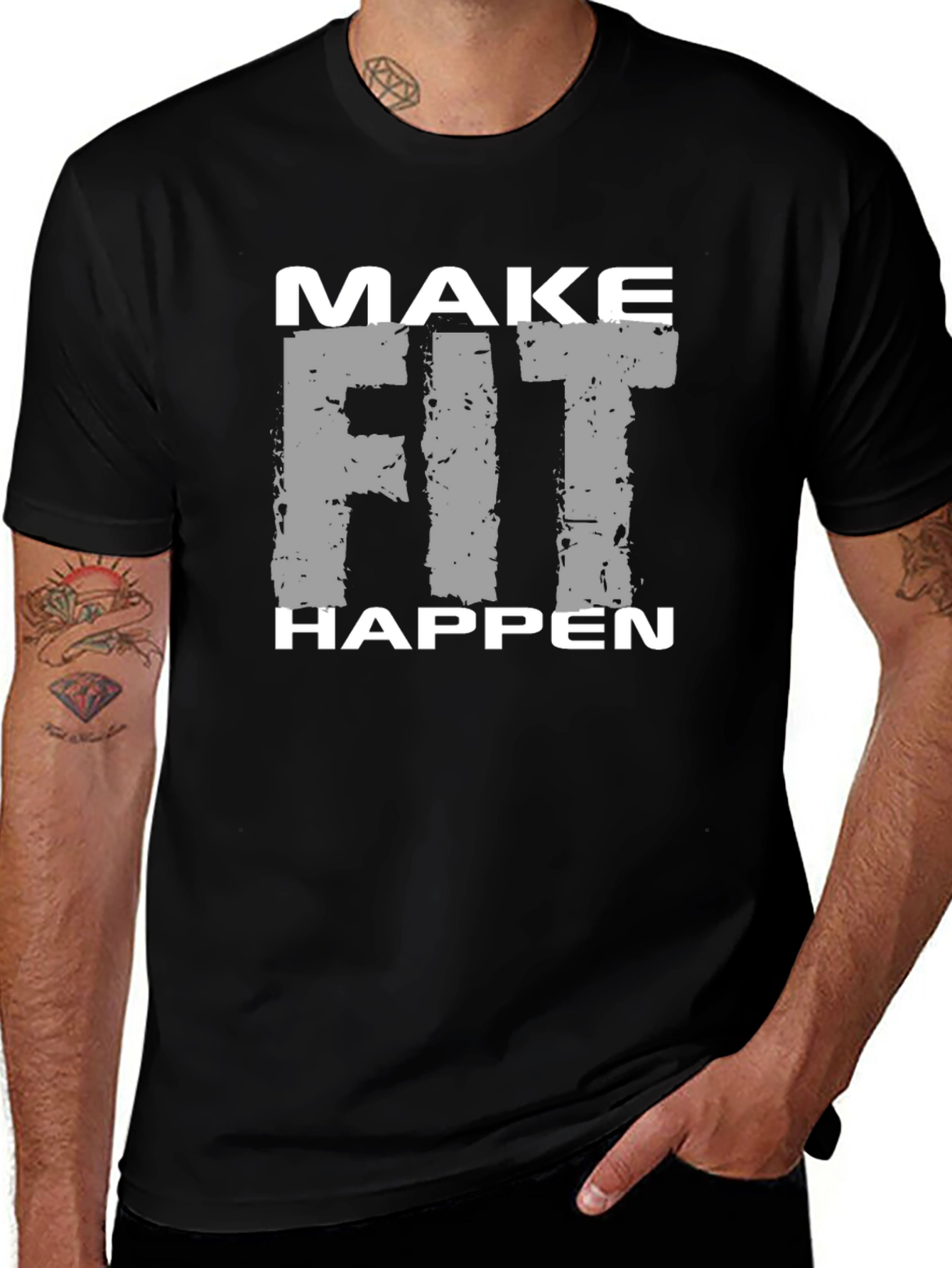 Make Fit Happen Graphic Tee - Black