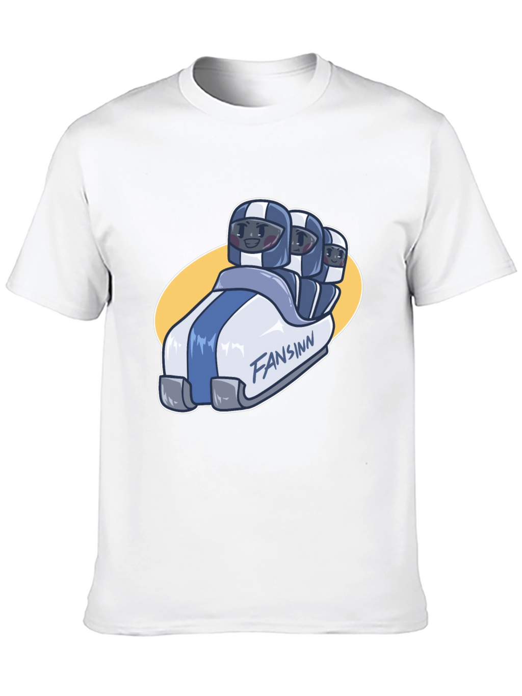 Funny Bobsled Cartoon Black T-Shirt
